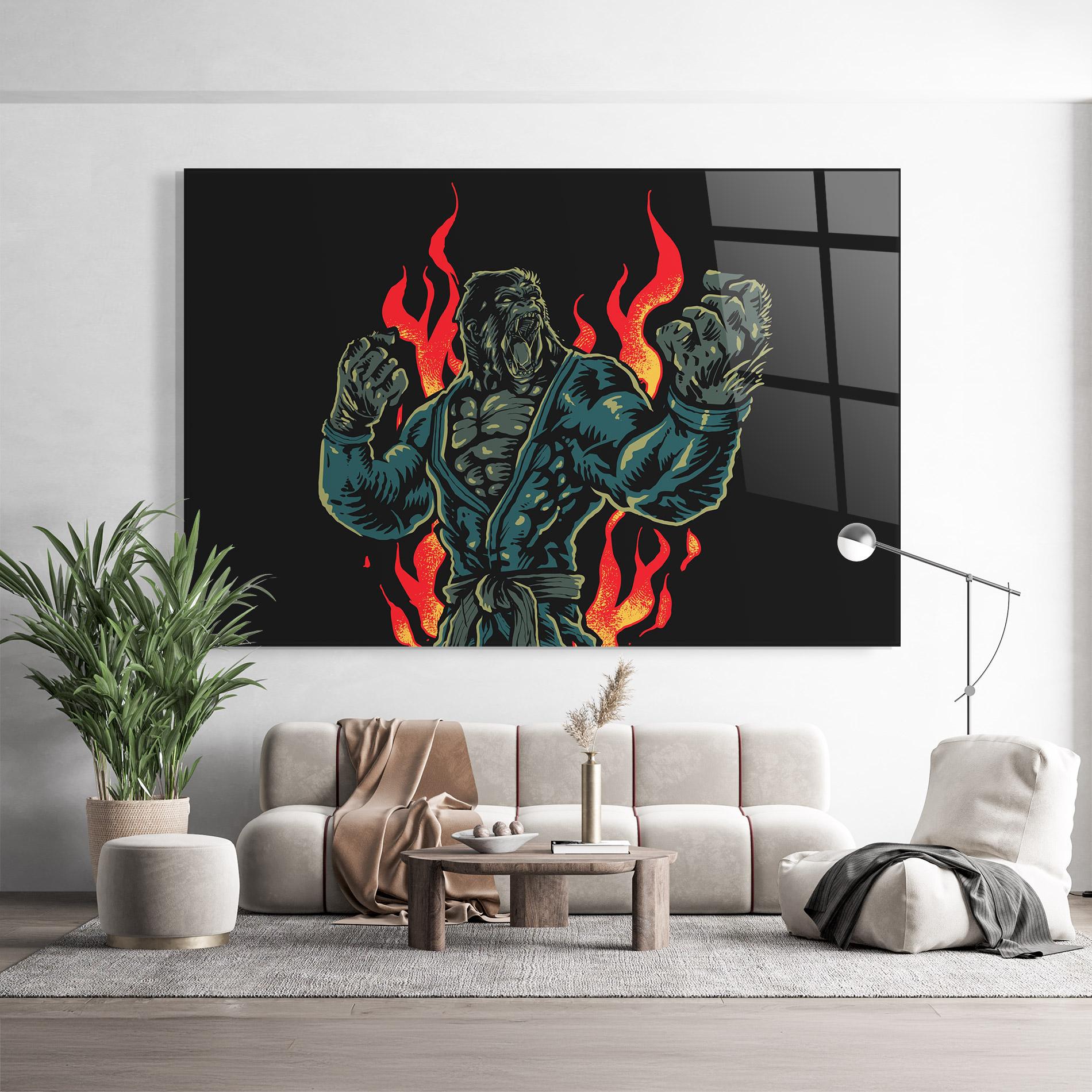 Стъклена картина Gorilla Box Fighter mockup 9