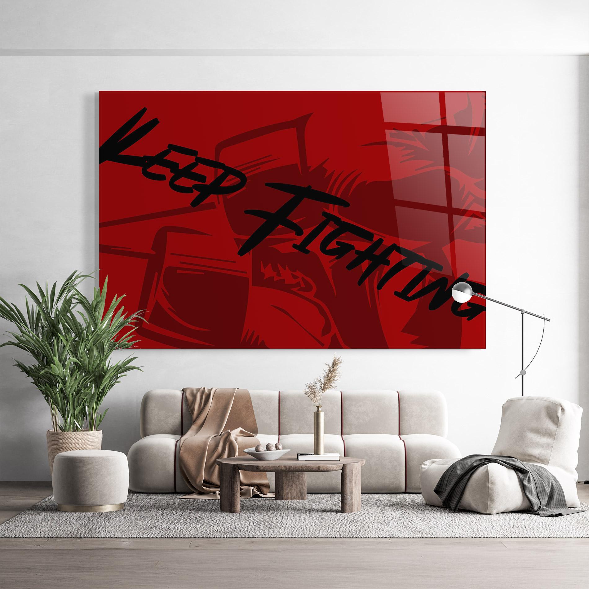 Стъклена картина Keep Fighting mockup 9