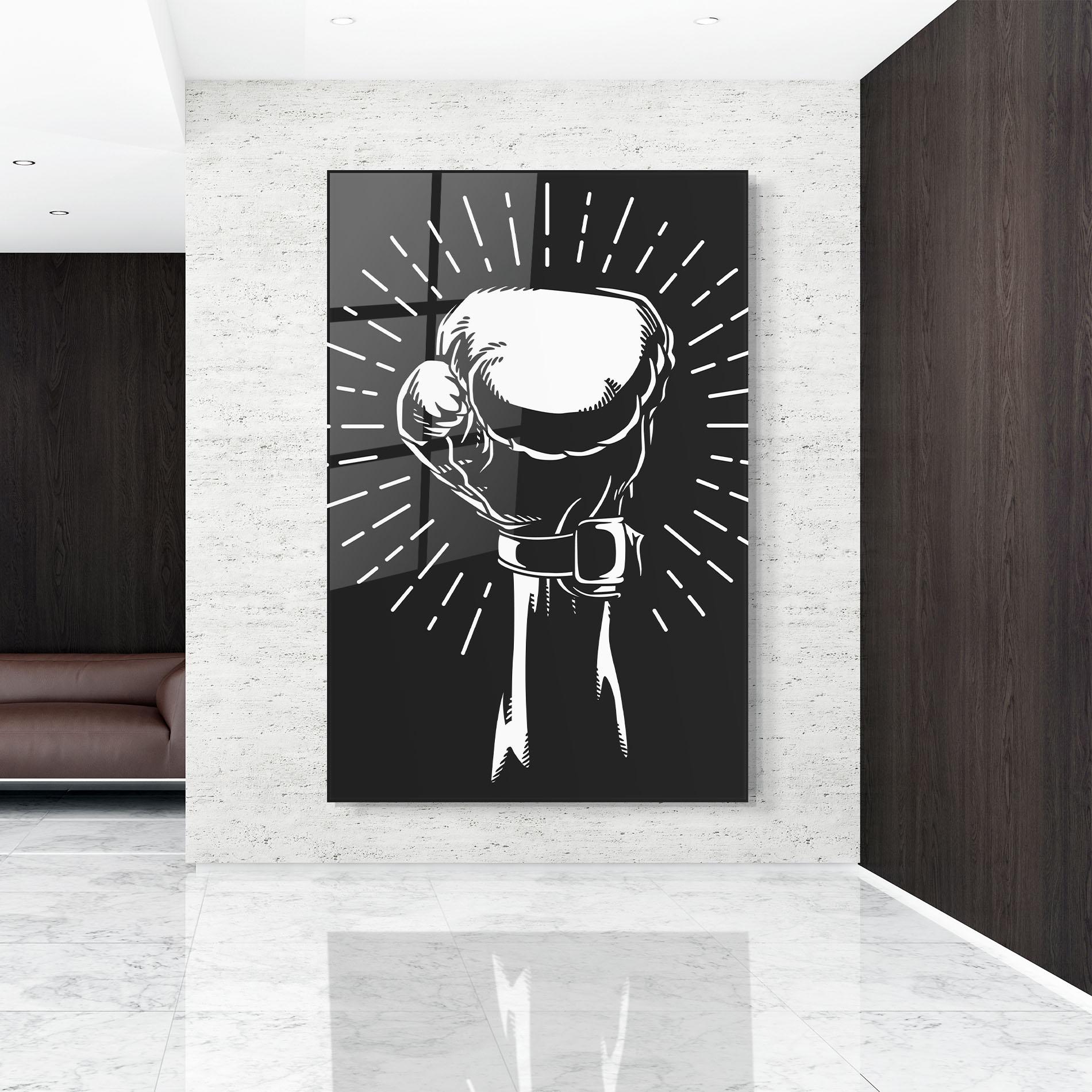 Стъклена картина Grey Hand Boxing mockup 9