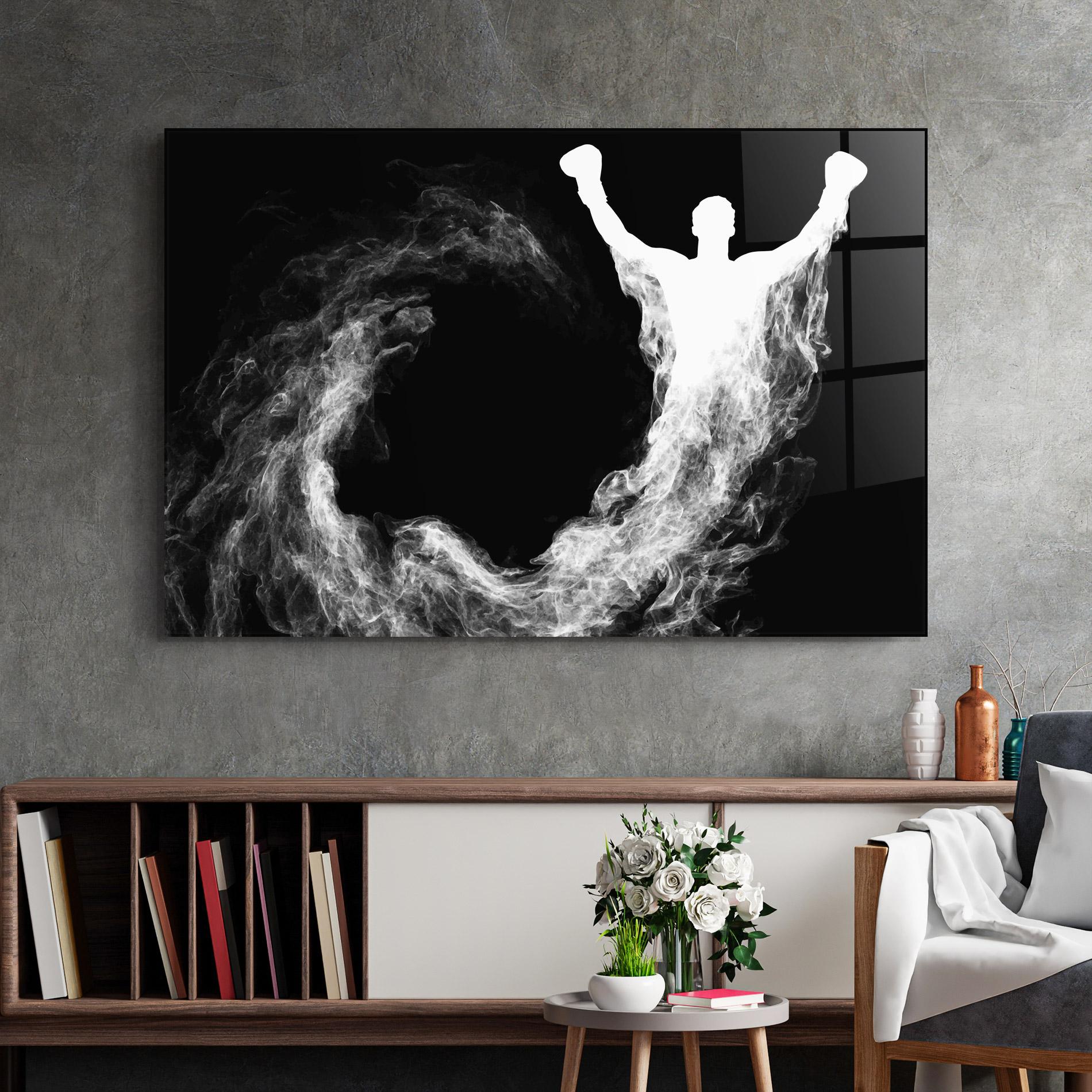 Стъклена картина Box White Smoke mockup 2