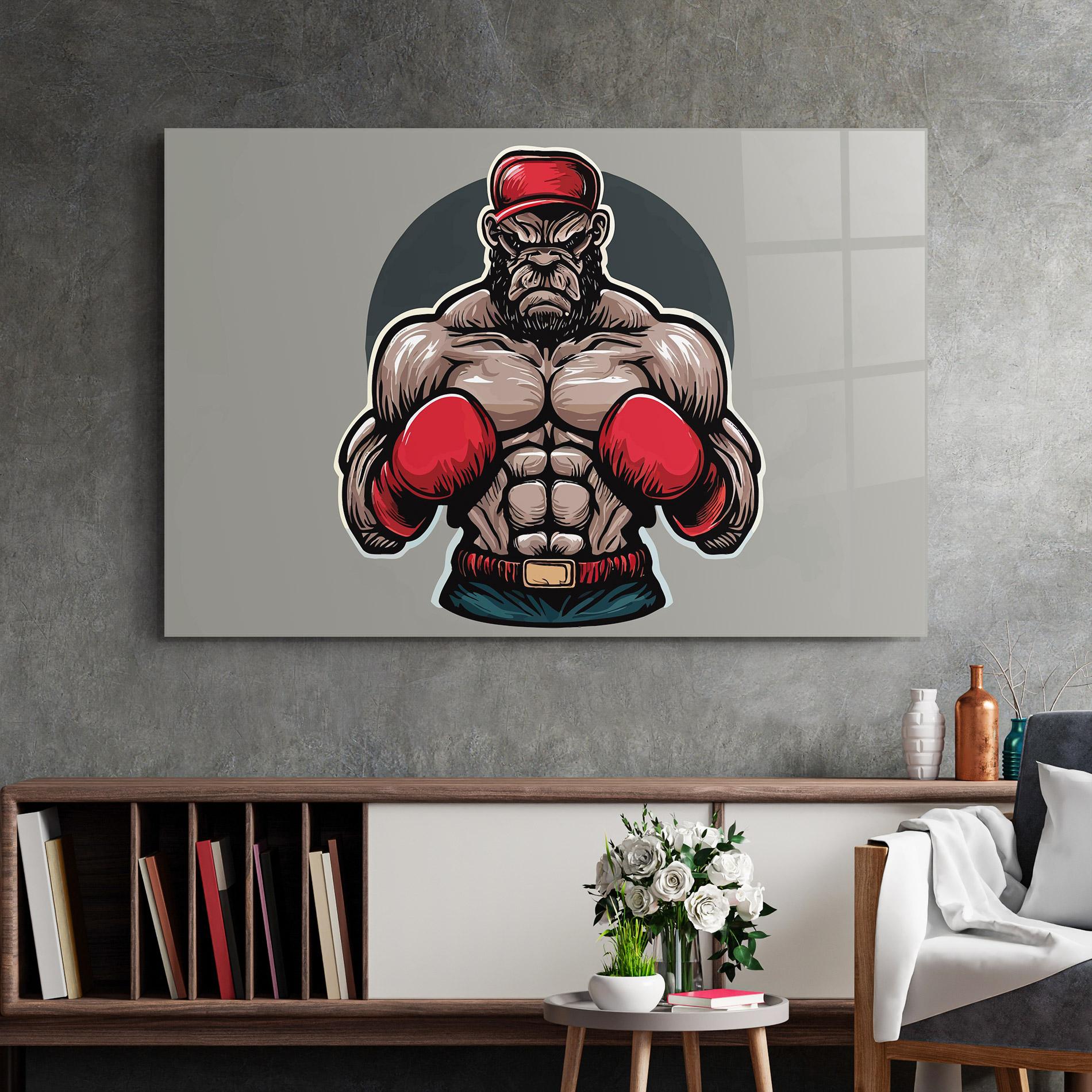 Стъклена картина Boxer Character mockup 2