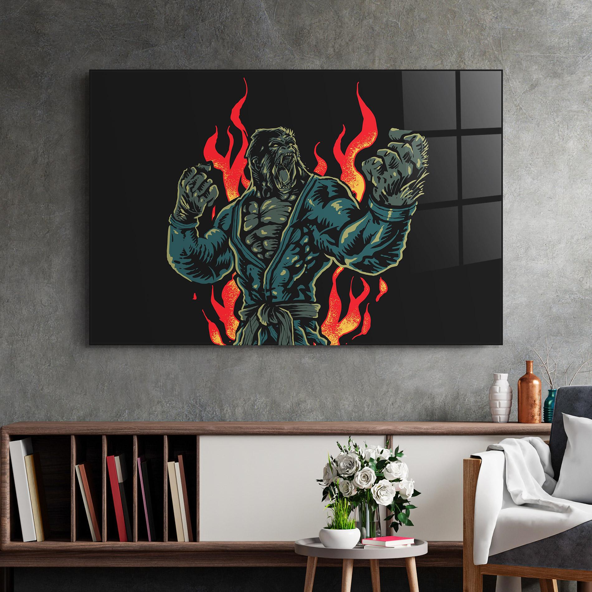 Стъклена картина Gorilla Box Fighter mockup 2