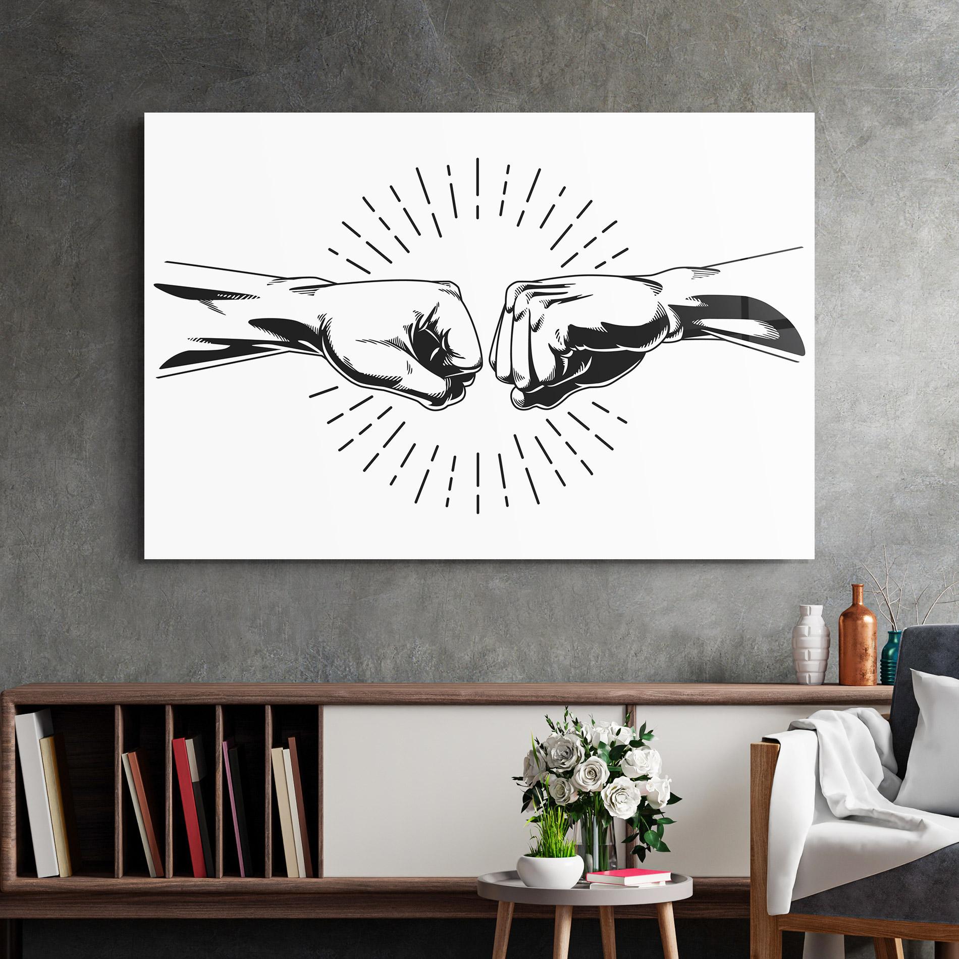 Стъклена картина White Handshake Box mockup 2