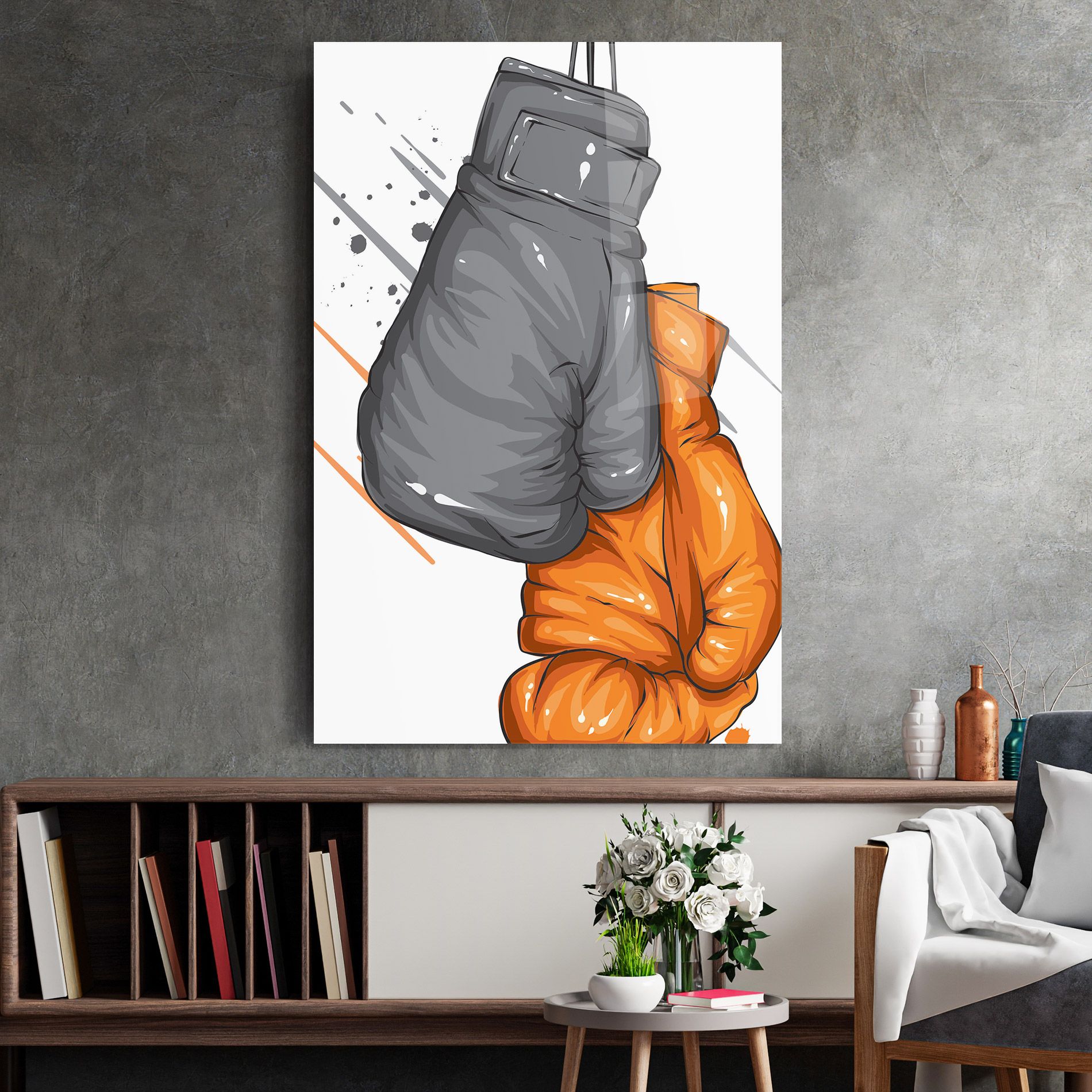 Grey Orange Glove mockup 2