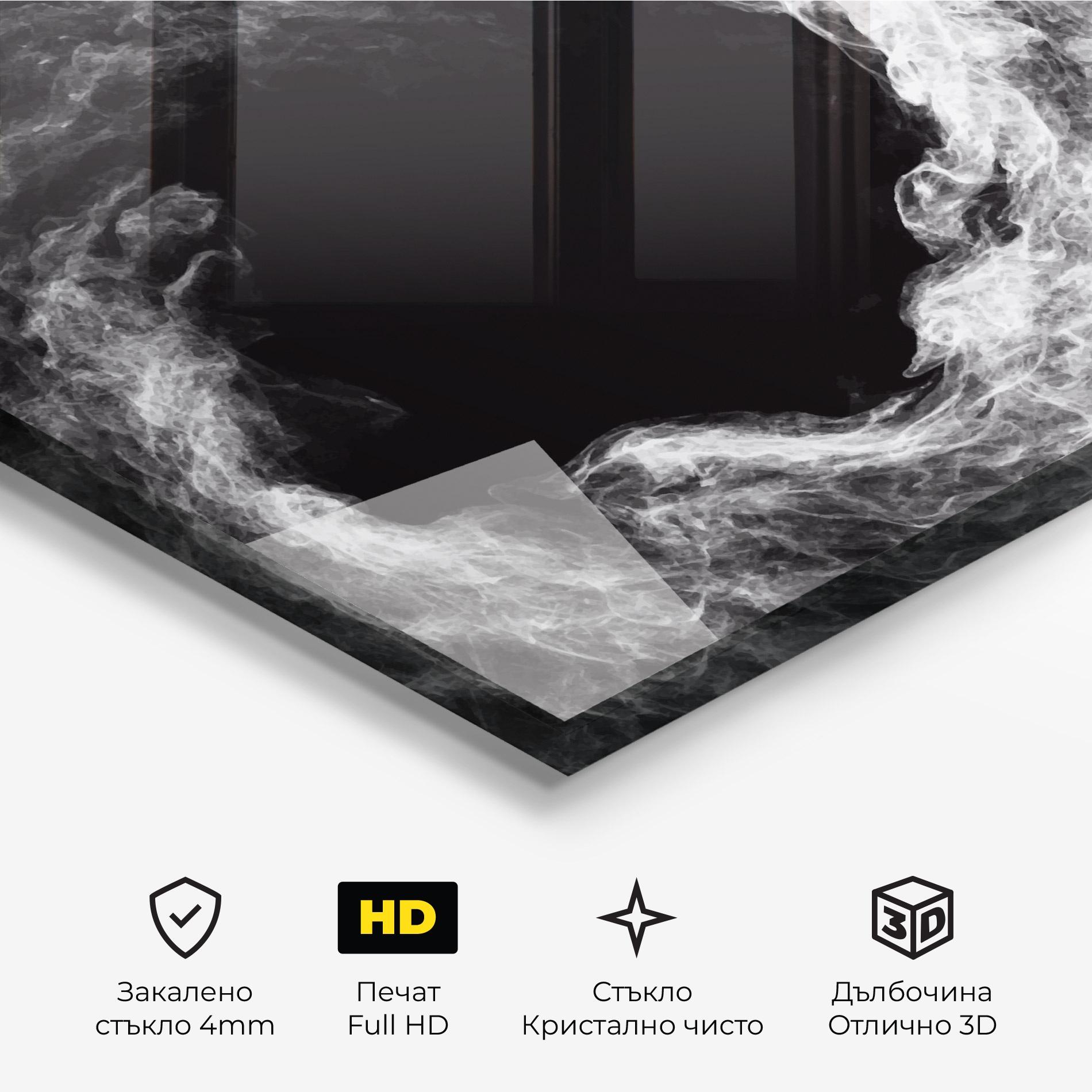 Стъклена картина Box White Smoke mockup 3