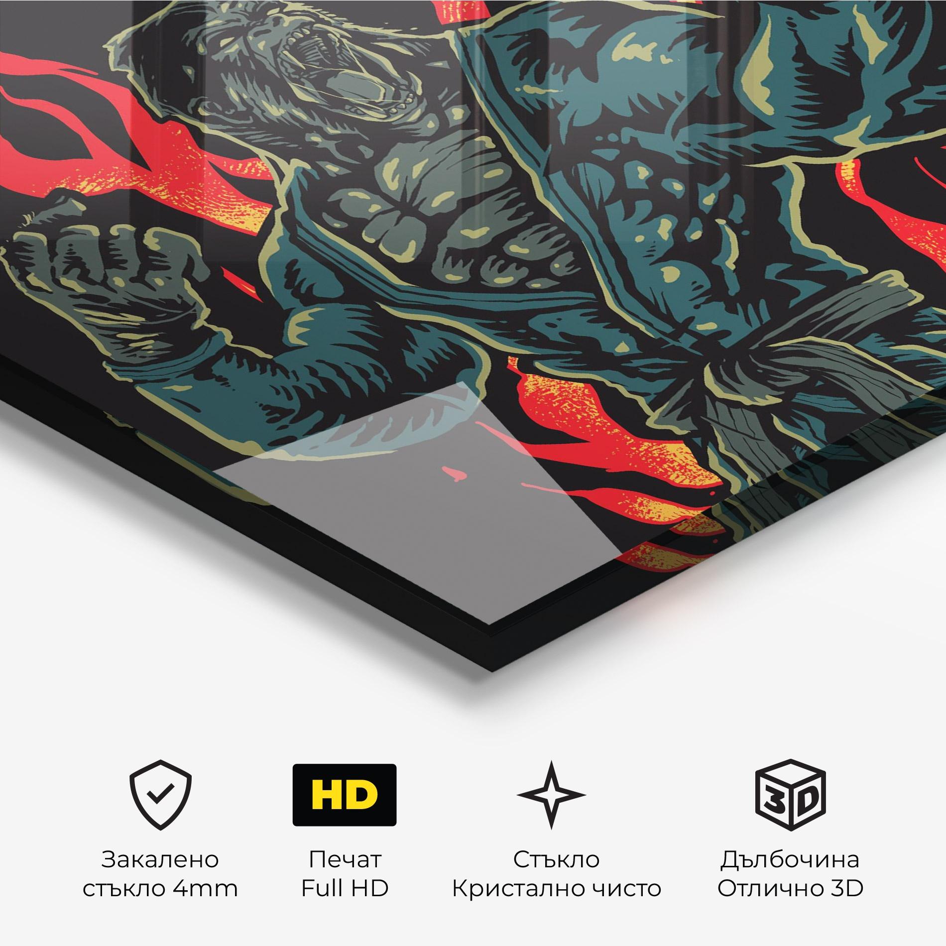 Стъклена картина Gorilla Box Fighter mockup 3