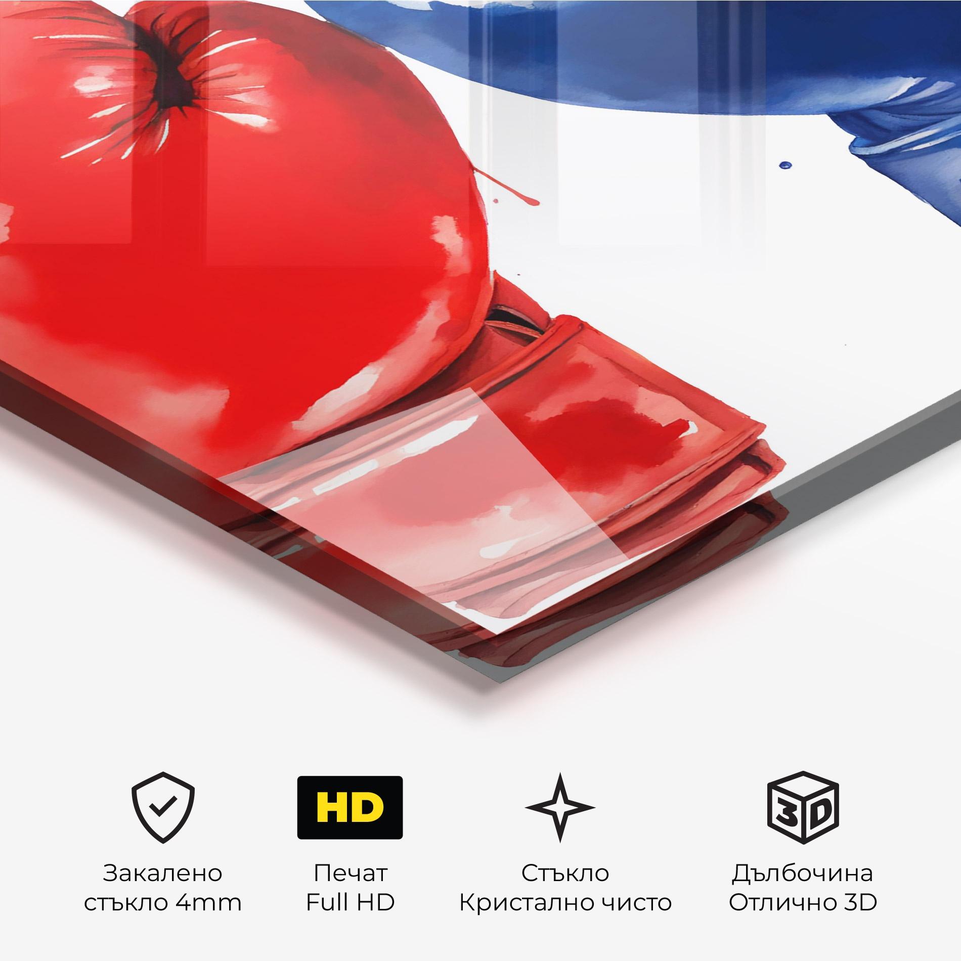 Стъклена картина Red Blue Box mockup 3