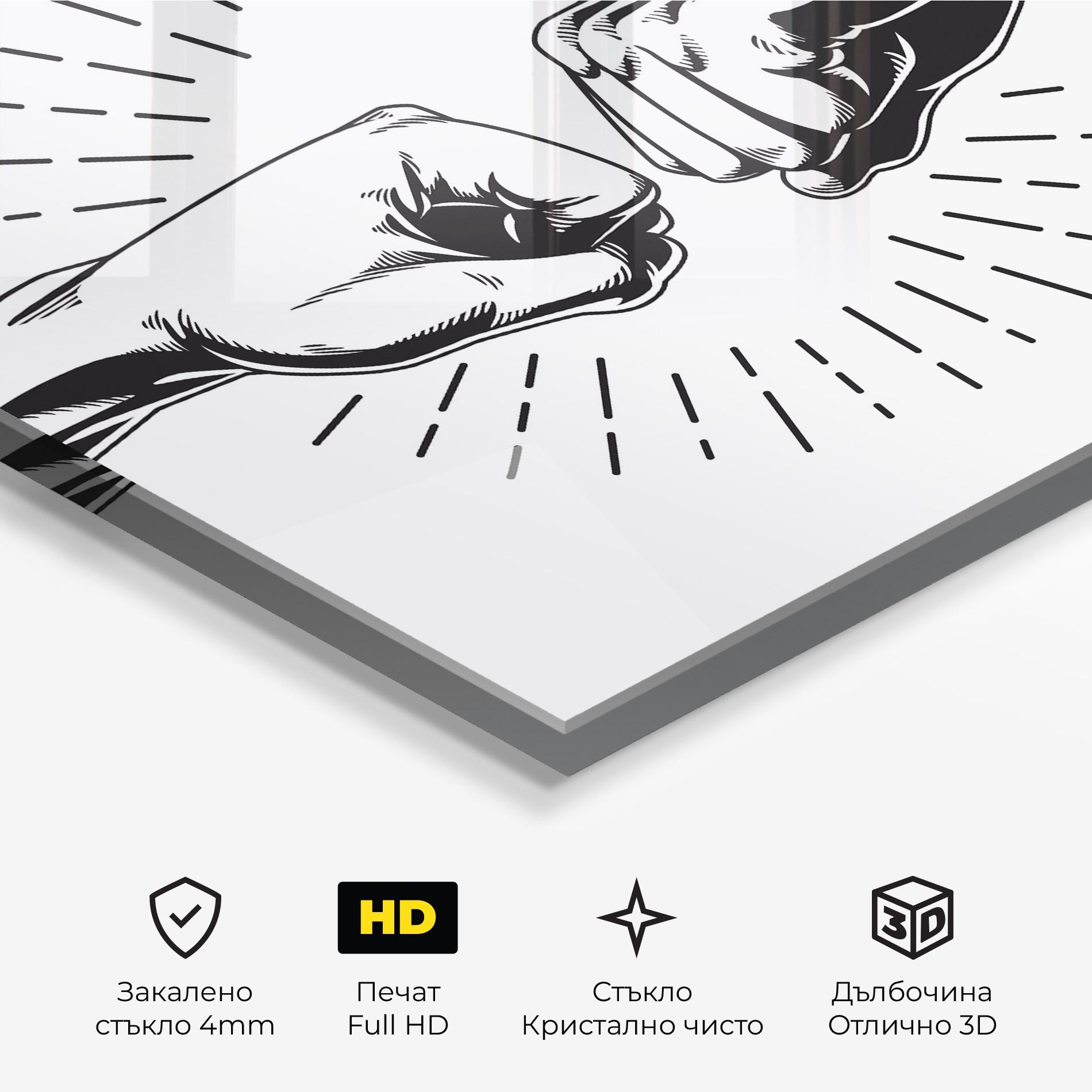 Стъклена картина White Handshake Box mockup 3