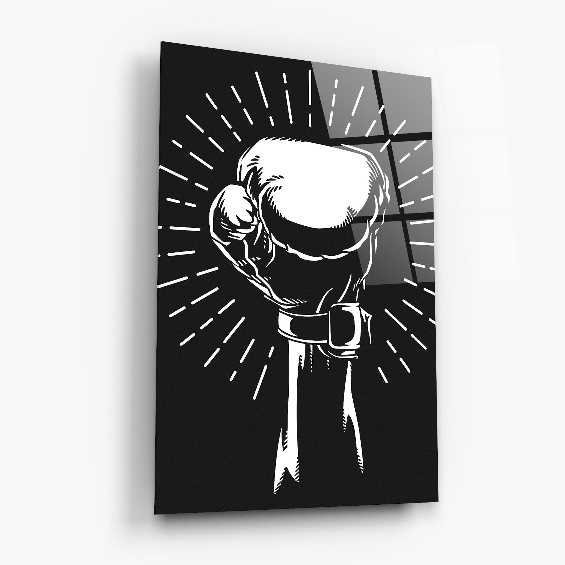 Стъклена картина Grey Hand Boxing mockup 6