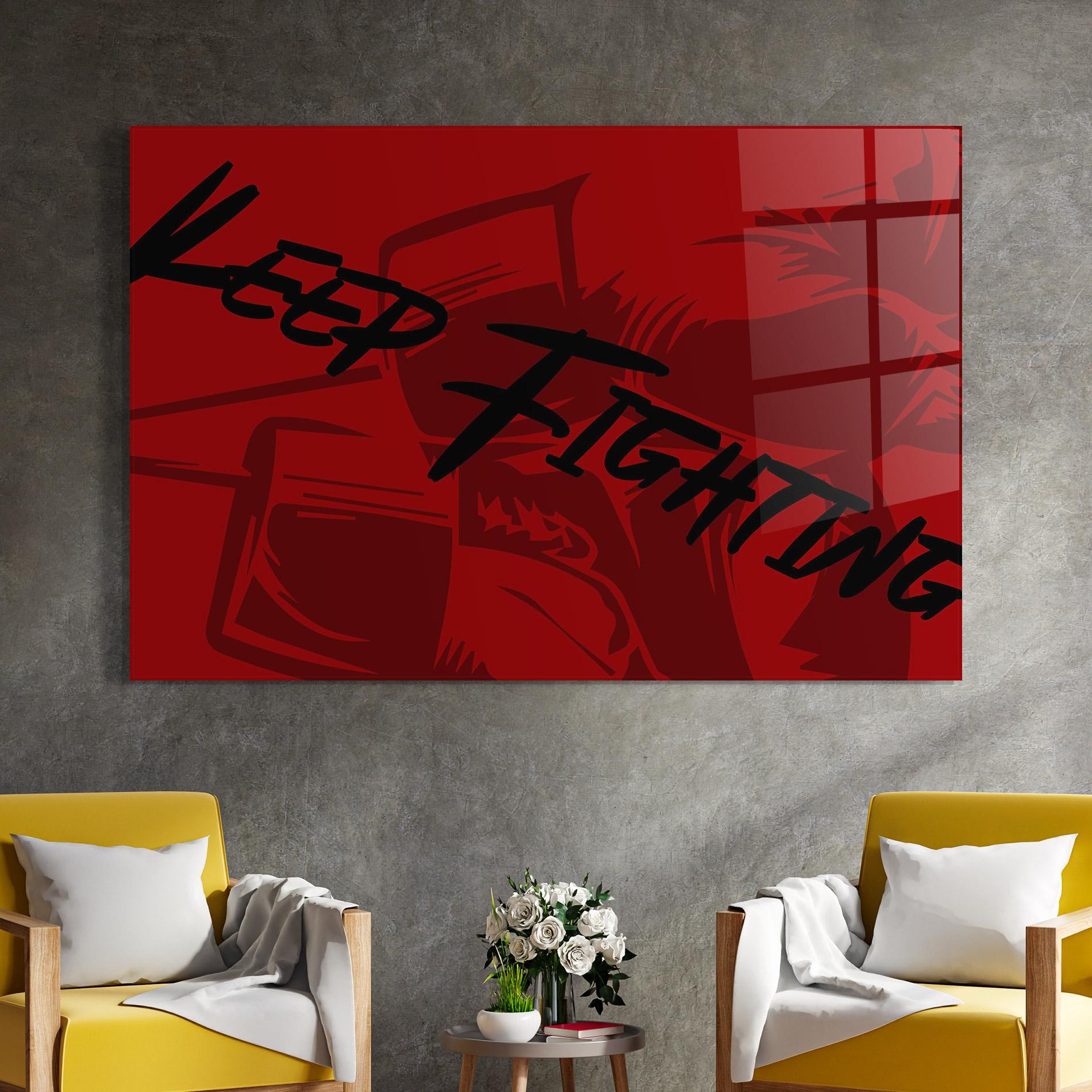 Стъклена картина Keep Fighting mockup 4