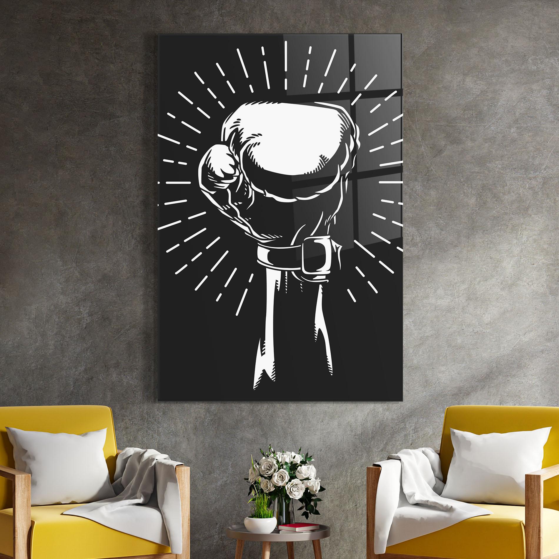 Стъклена картина Grey Hand Boxing mockup 4