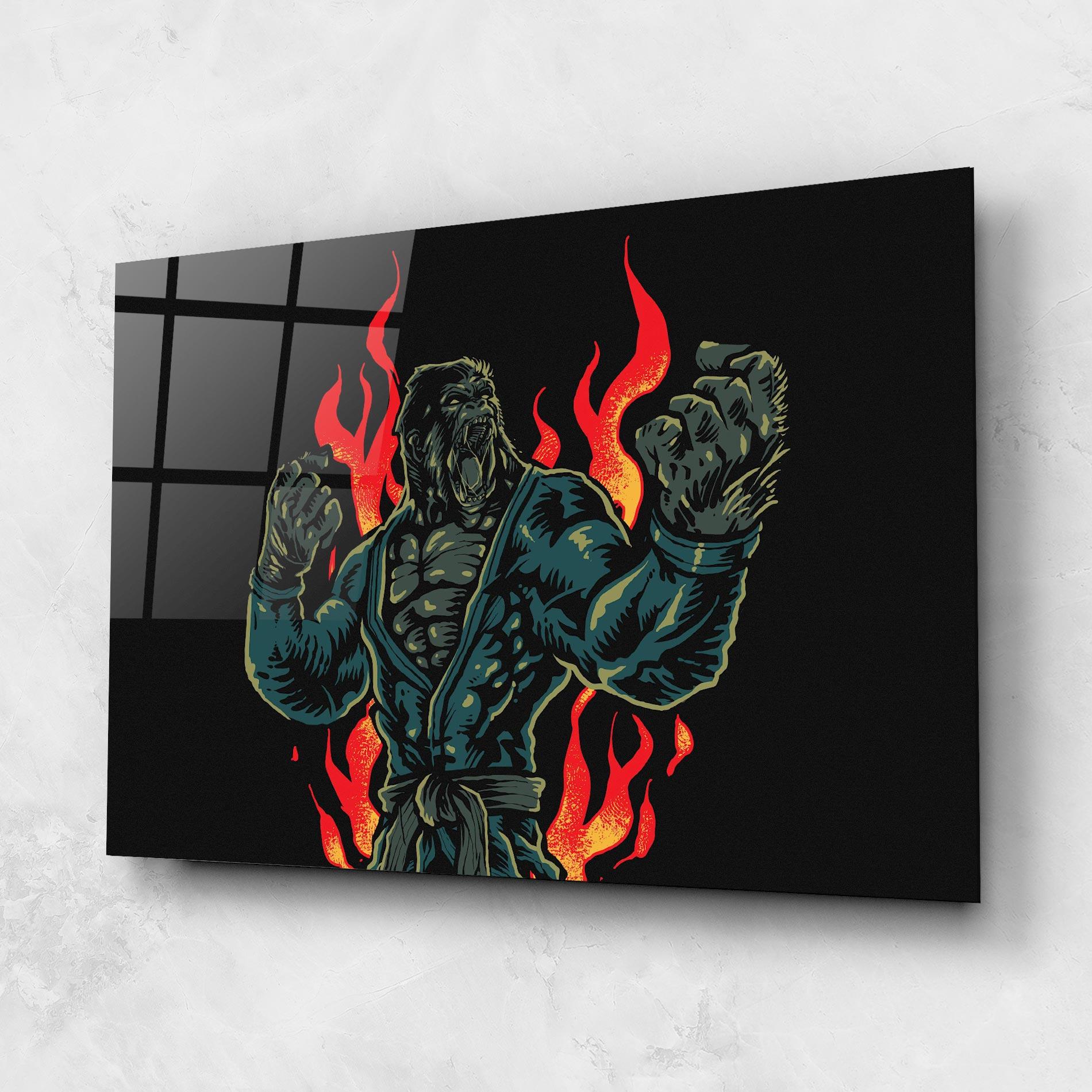 Стъклена картина Gorilla Box Fighter mockup 1