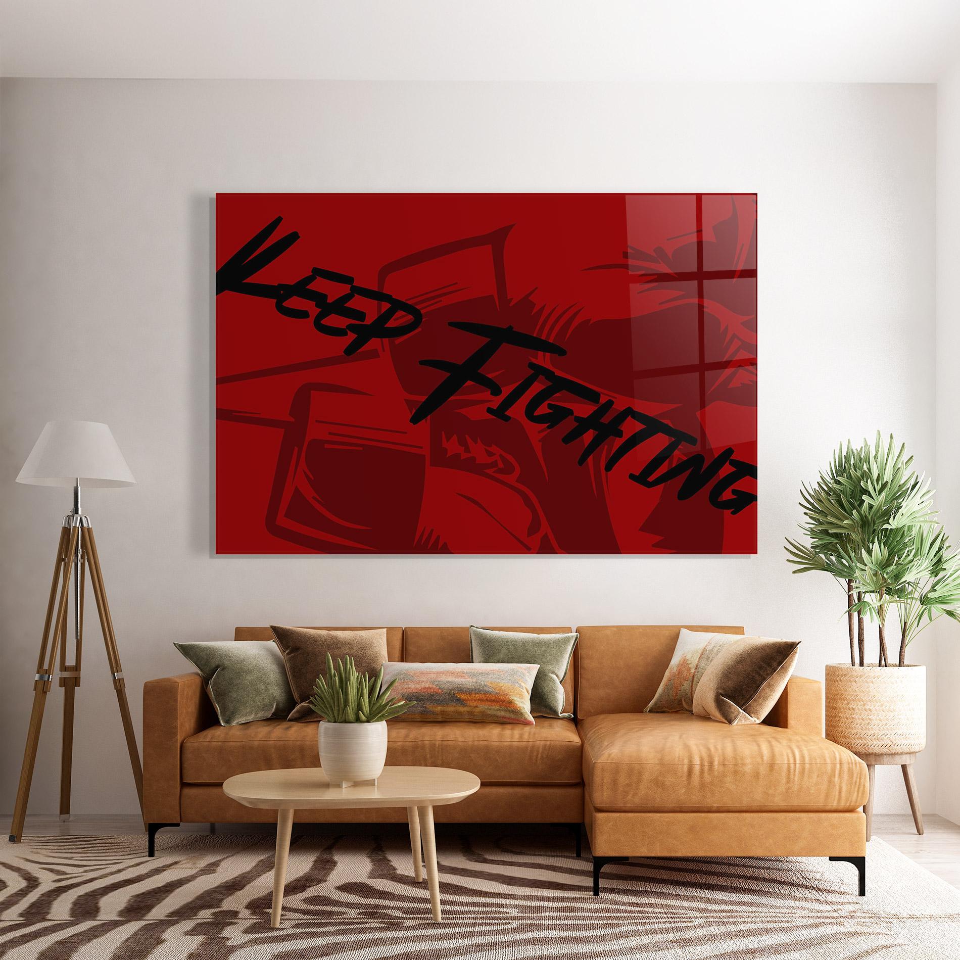 Стъклена картина Keep Fighting mockup 7