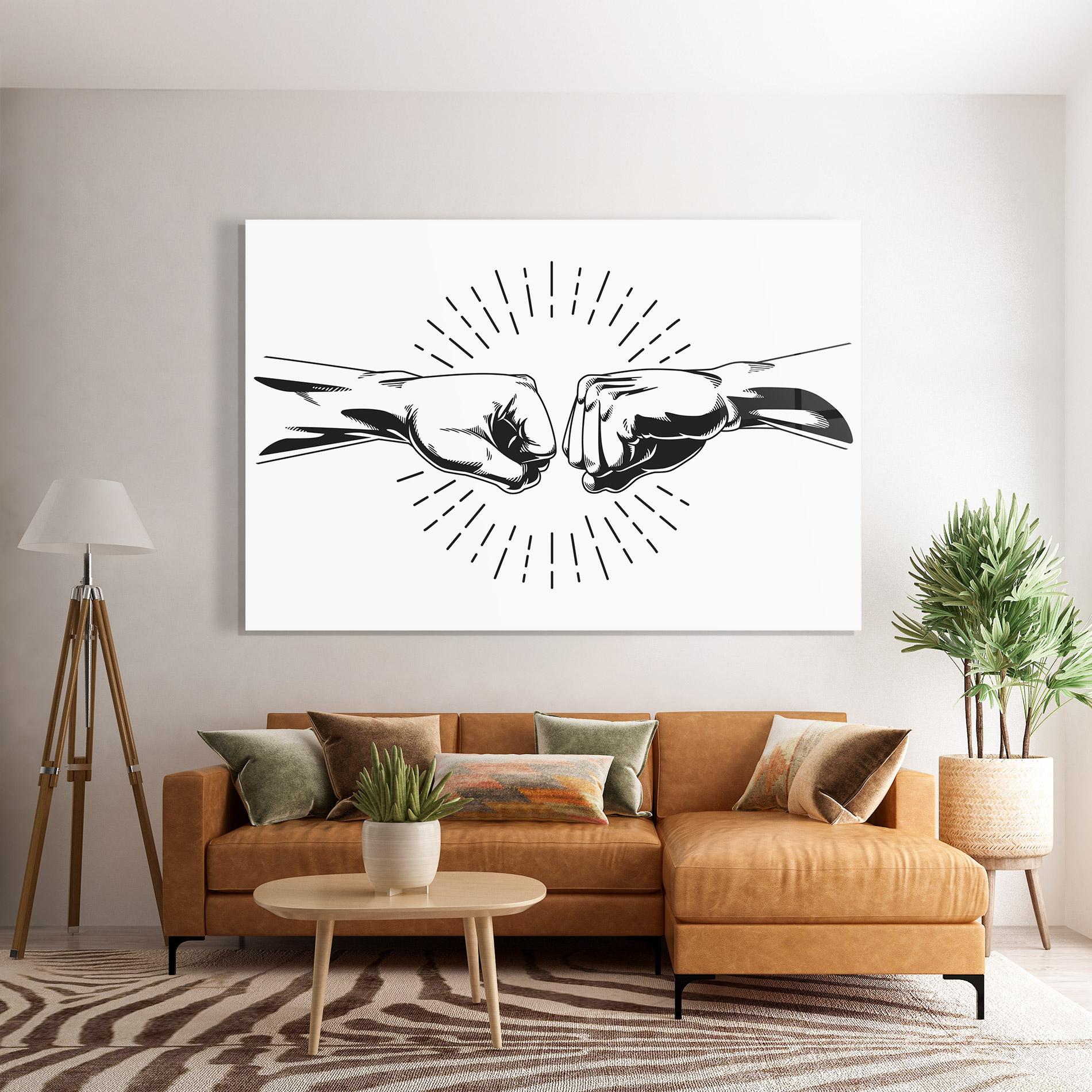 Стъклена картина White Handshake Box mockup 7