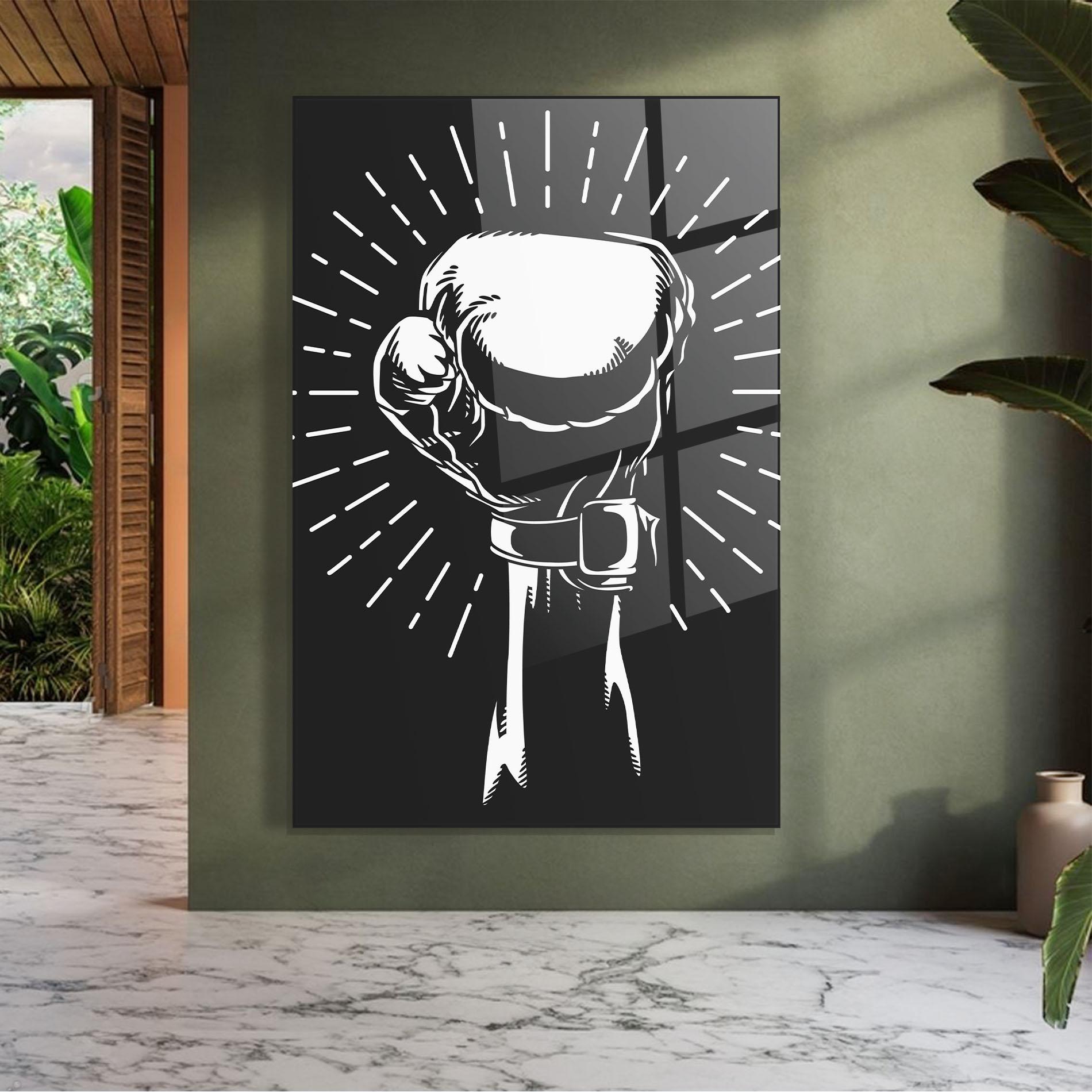 Стъклена картина Grey Hand Boxing mockup 7
