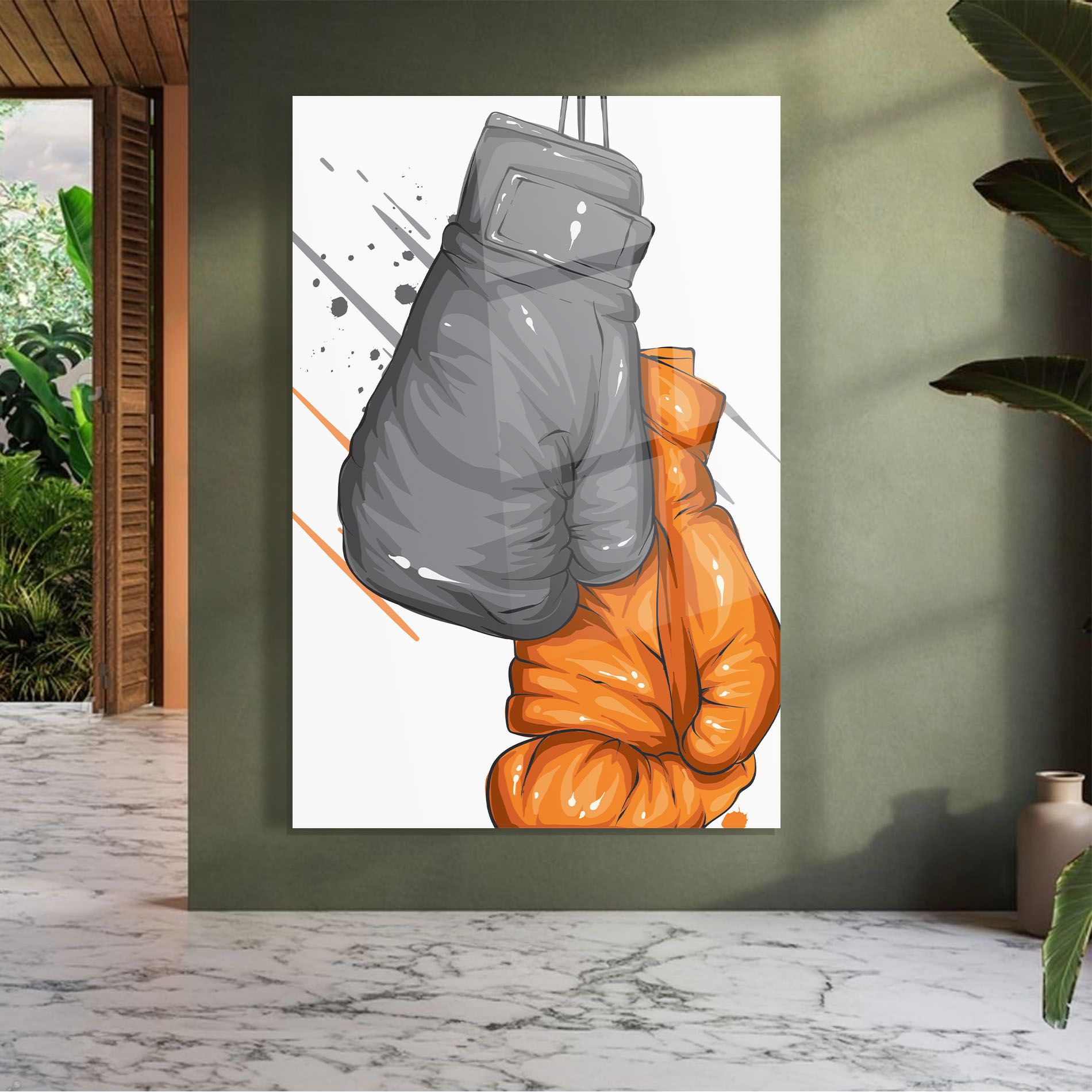 Grey Orange Glove mockup 7
