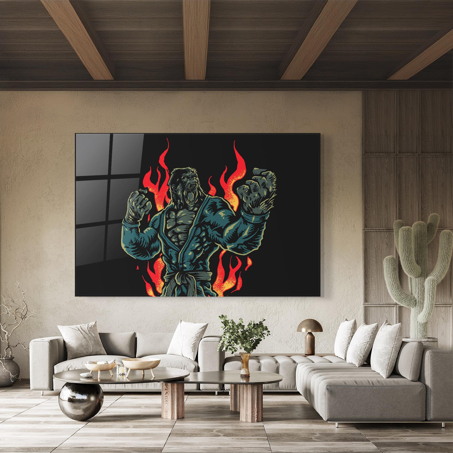 Стъклена картина Gorilla Box Fighter mockup 8