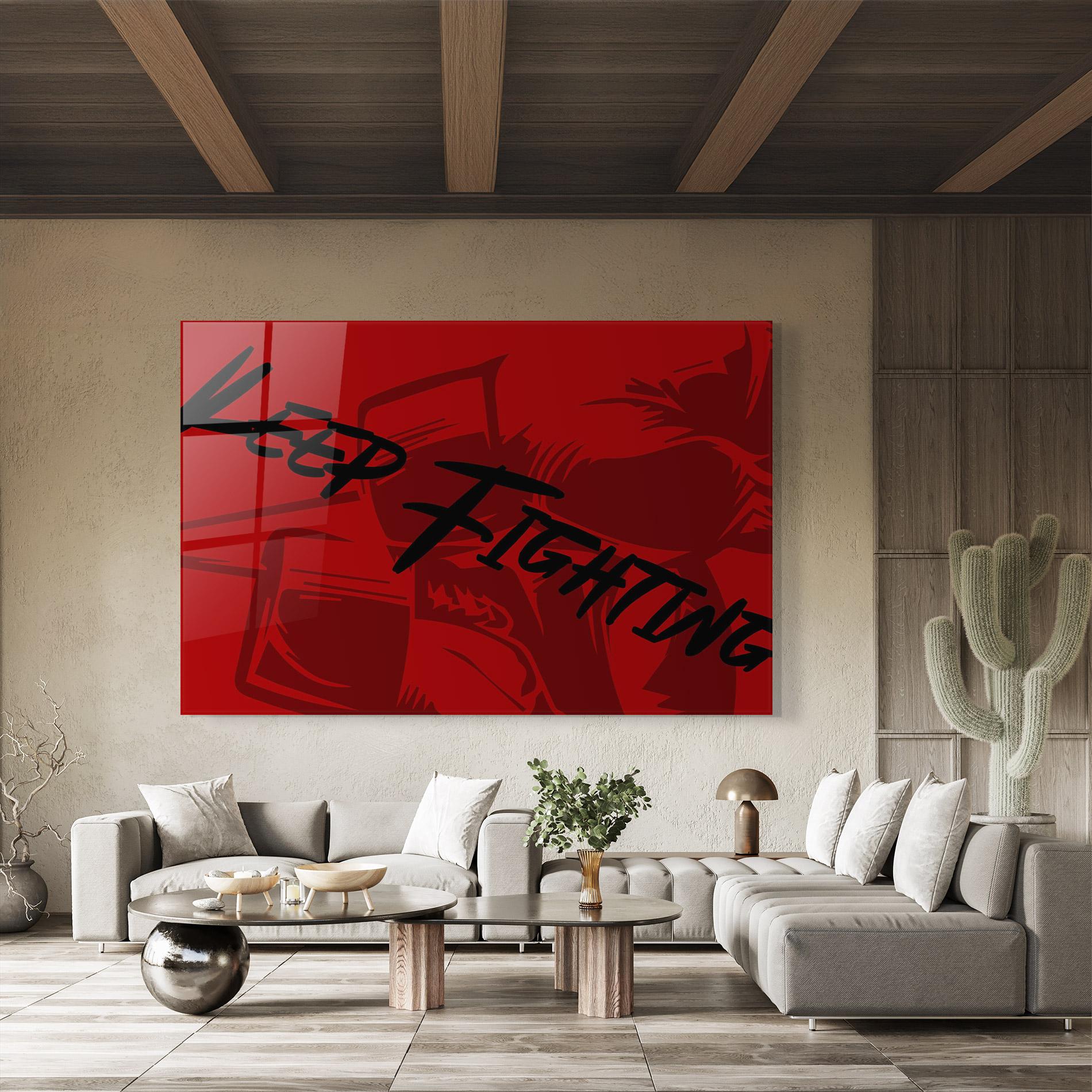 Стъклена картина Keep Fighting mockup 8