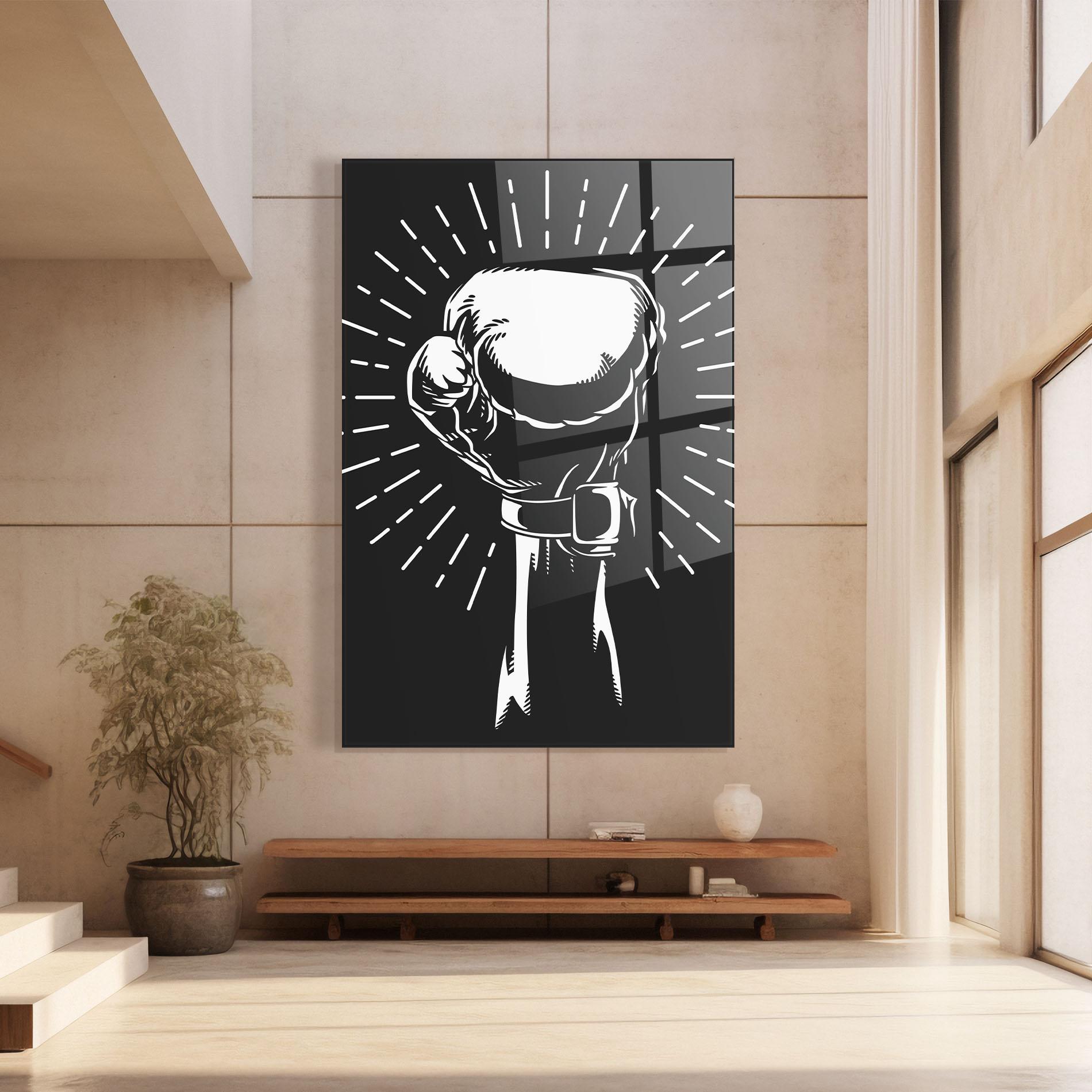 Стъклена картина Grey Hand Boxing mockup 8