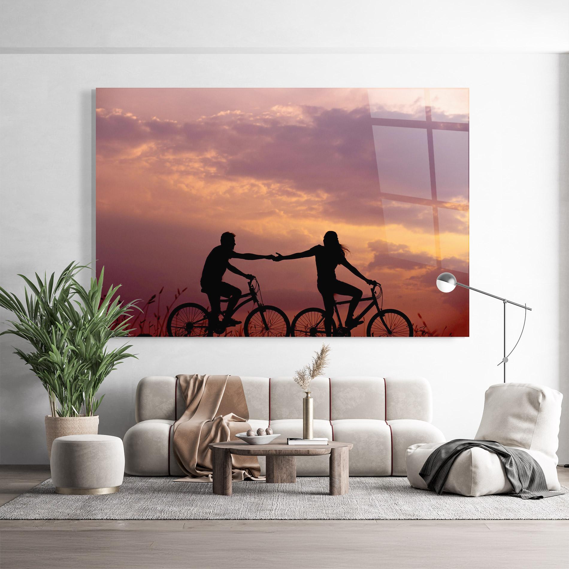 Стъклена картина Bike Couple mockup 9
