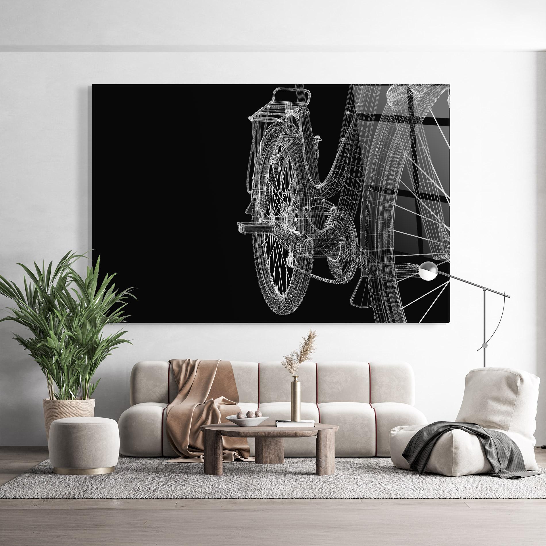 Стъклена картина Bike Wire Model 3d mockup 9