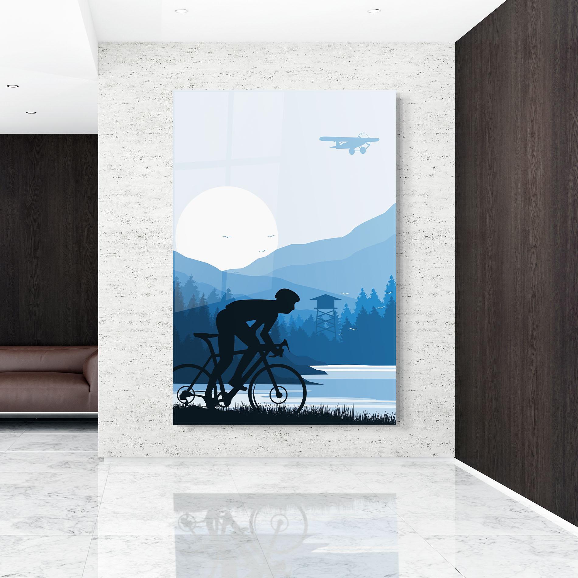 Стъклена картина Blue Light Bike mockup 9