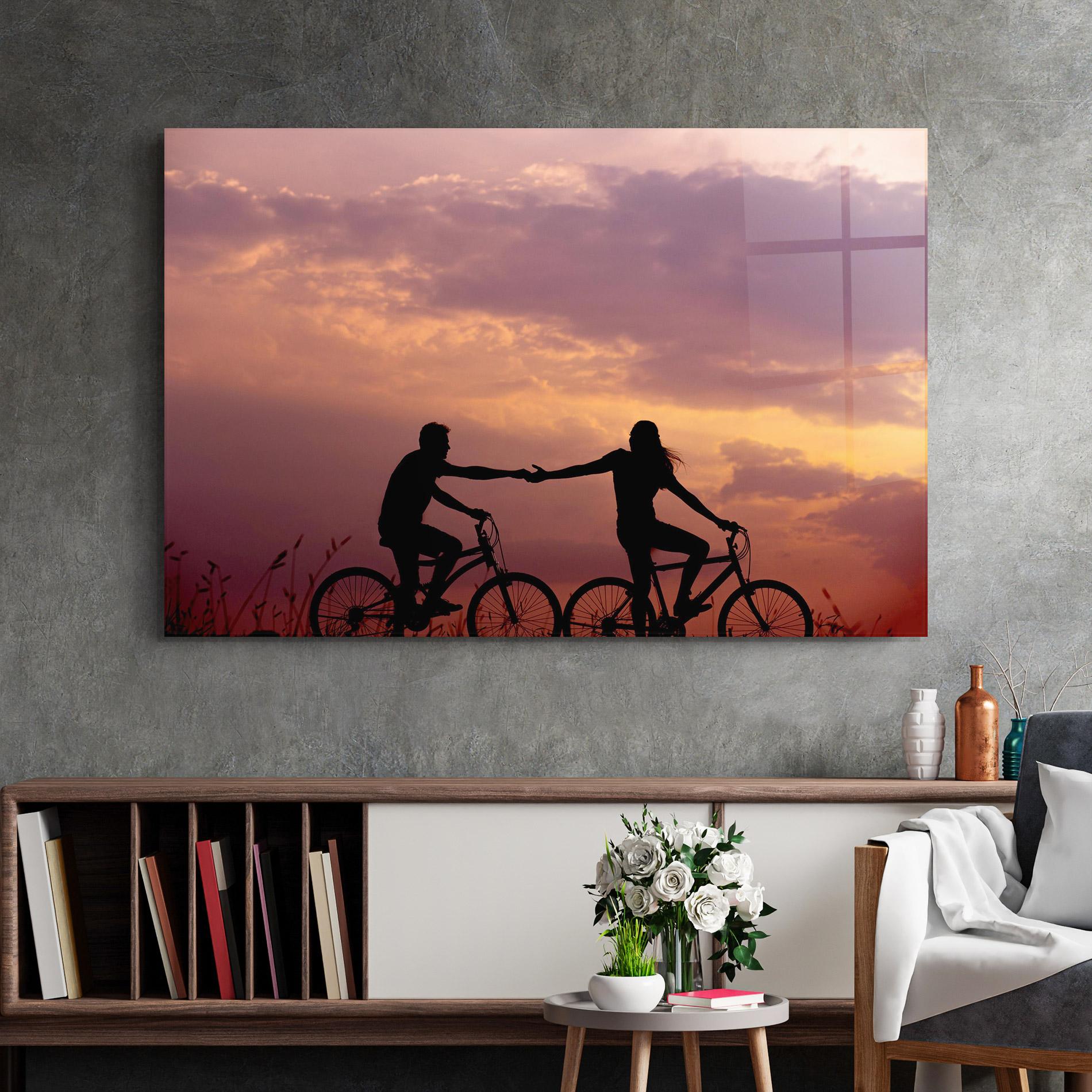 Стъклена картина Bike Couple mockup 2