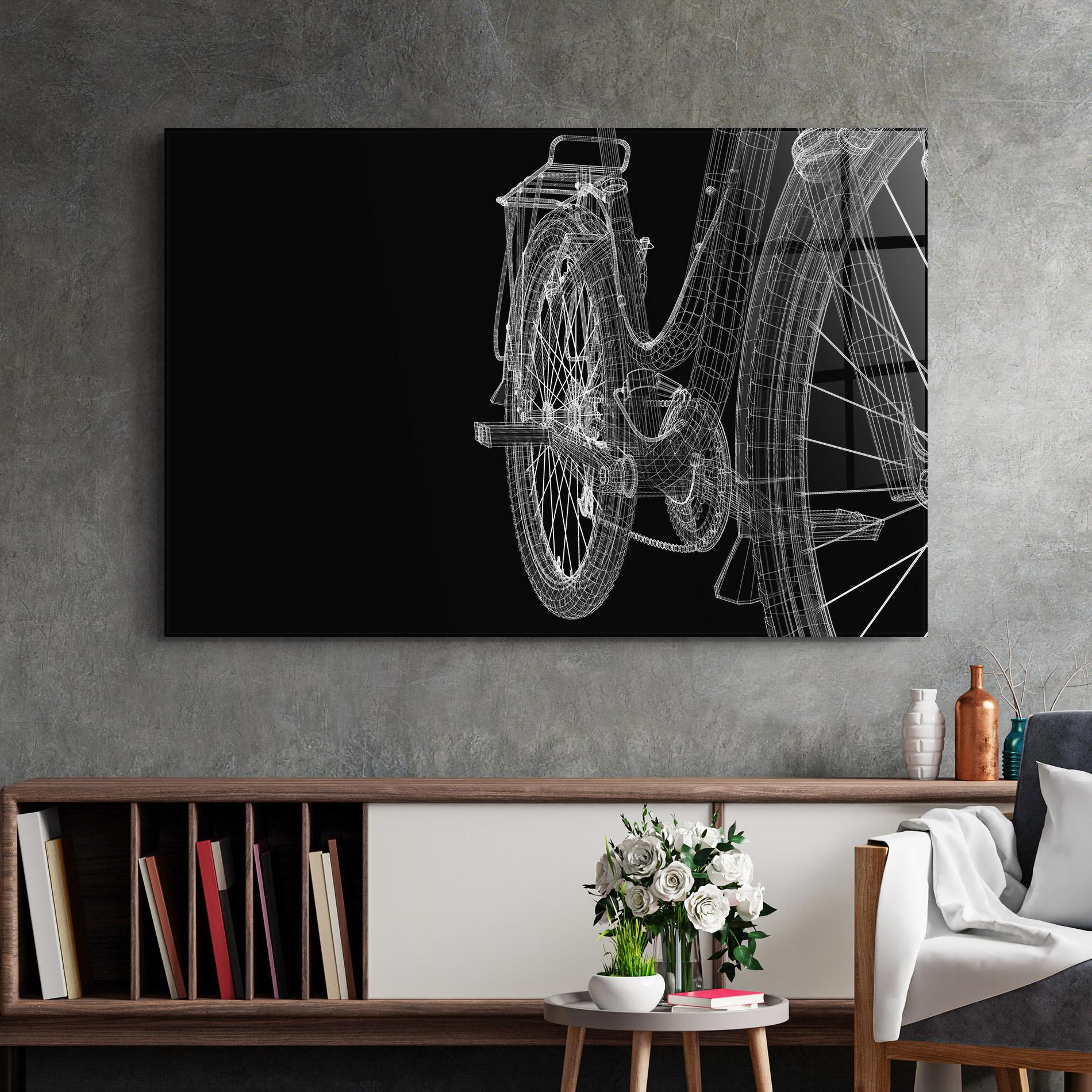 Стъклена картина Bike Wire Model 3d mockup 2