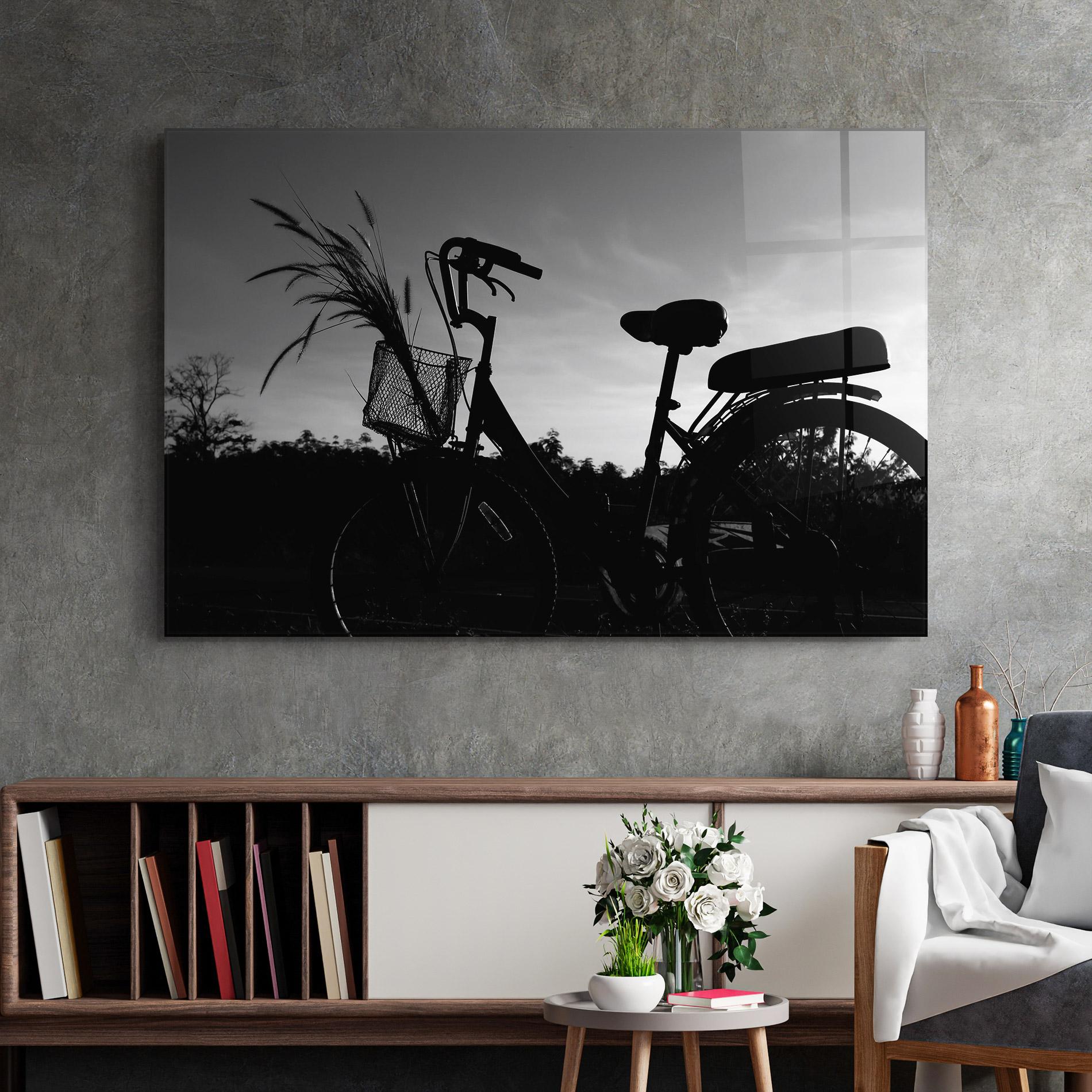 Стъклена картина Black Bike Shilouette mockup 2