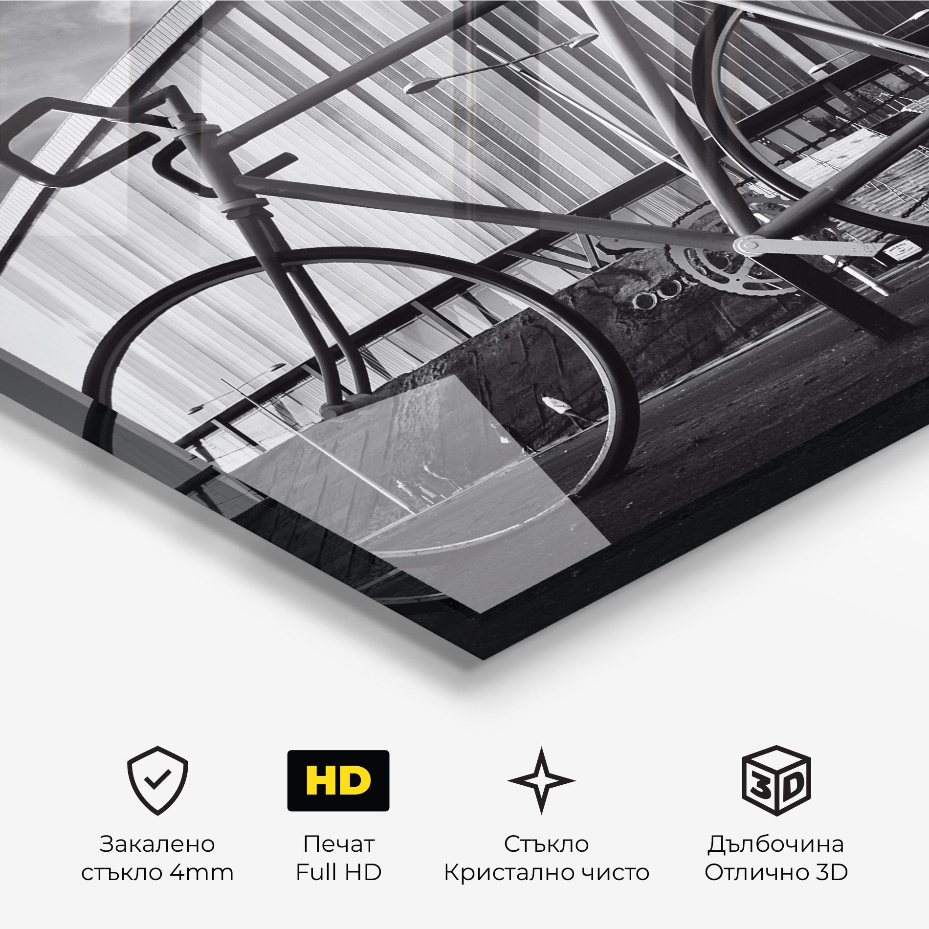 Стъклена картина Big Grey Bike mockup 3