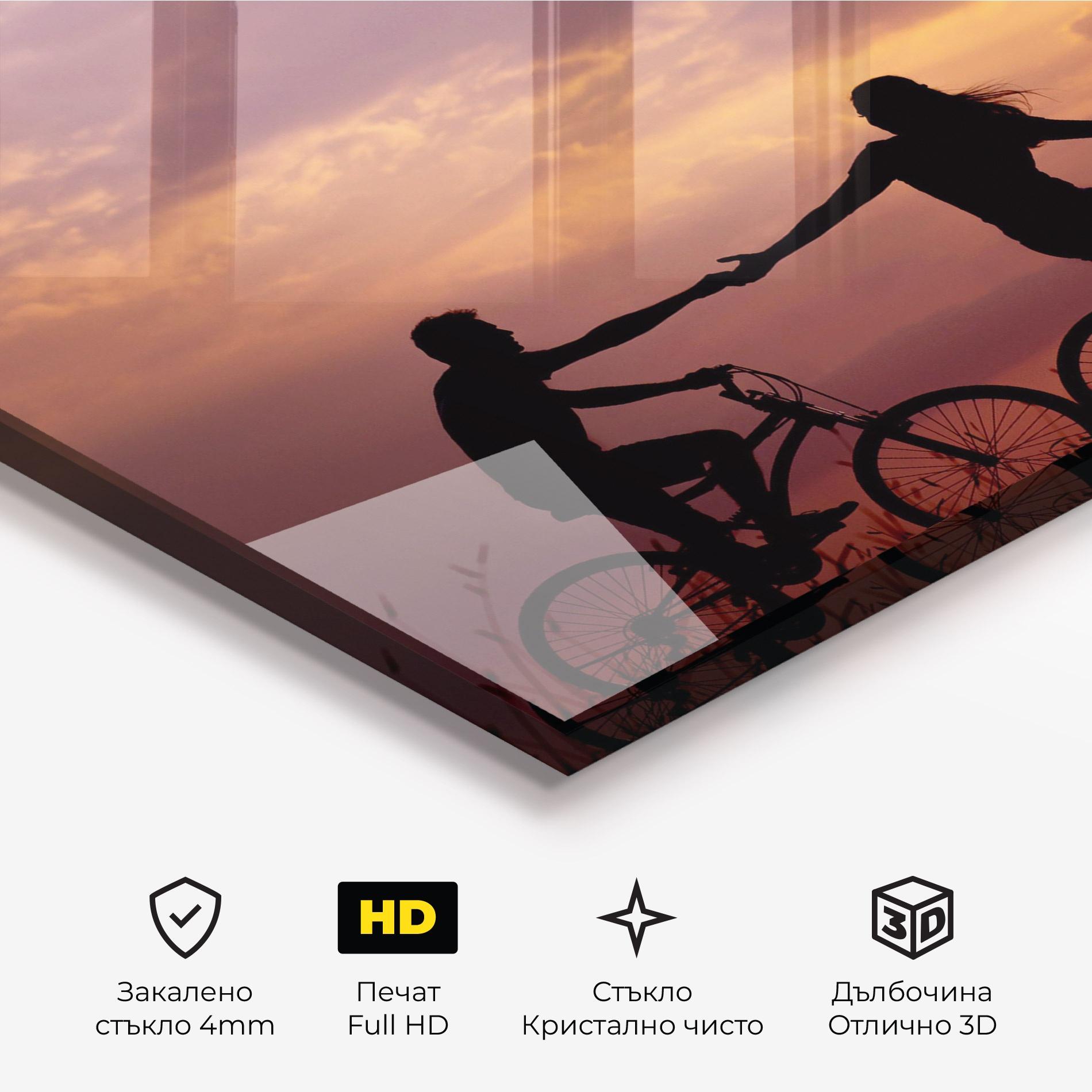 Стъклена картина Bike Couple mockup 3