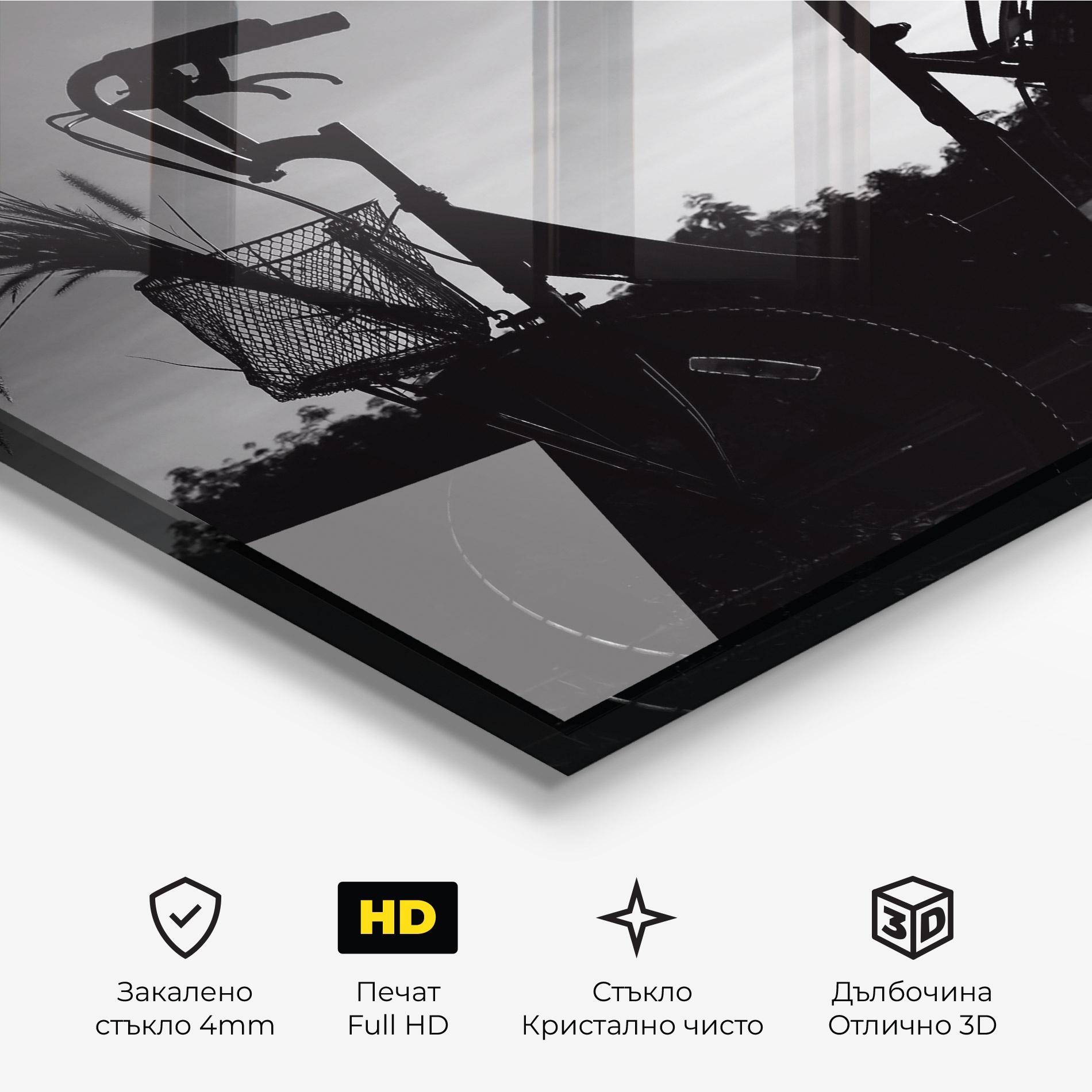 Стъклена картина Black Bike Shilouette mockup 3