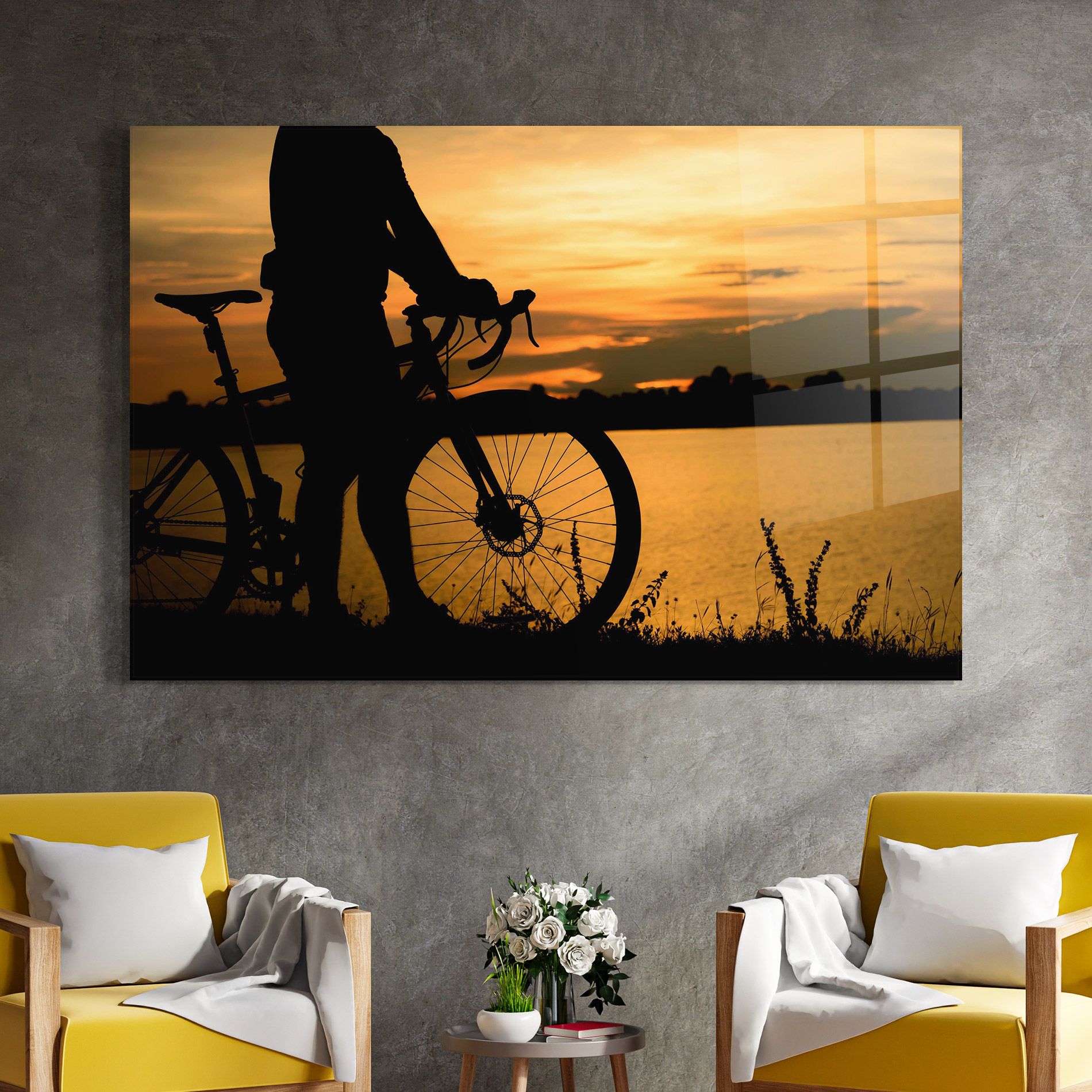 Bicycle Sunset Silhouette mockup 4