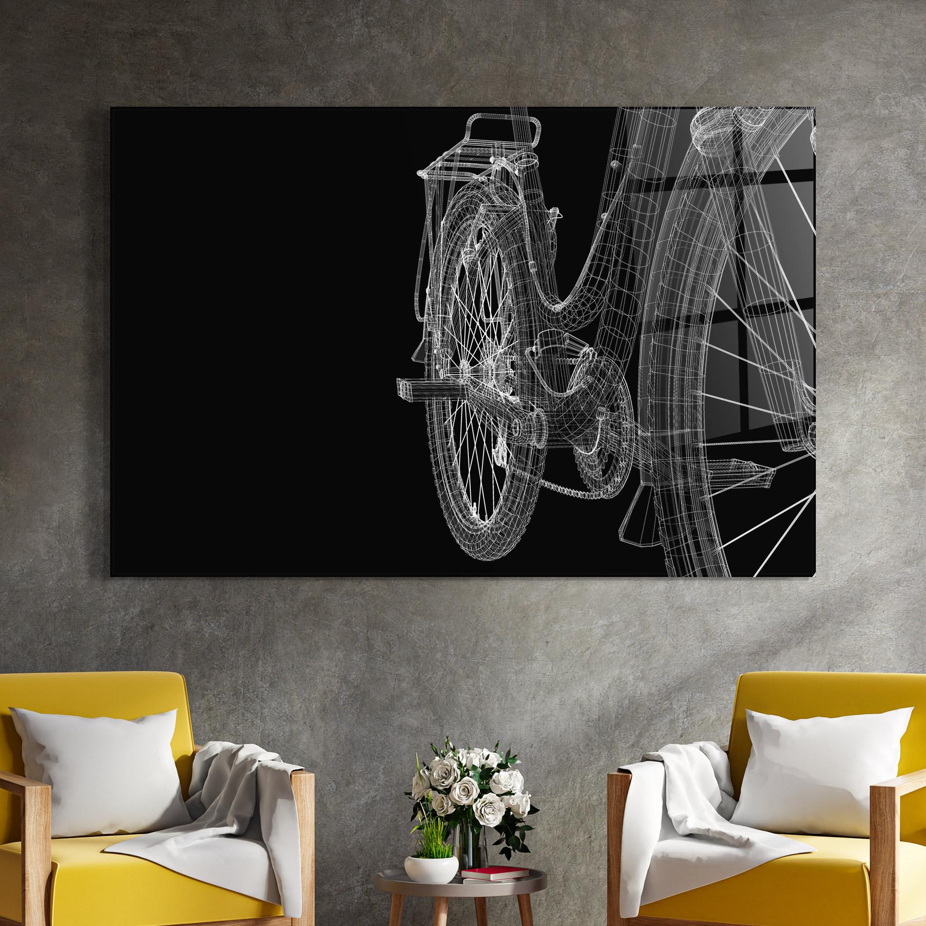 Стъклена картина Bike Wire Model 3d mockup 4