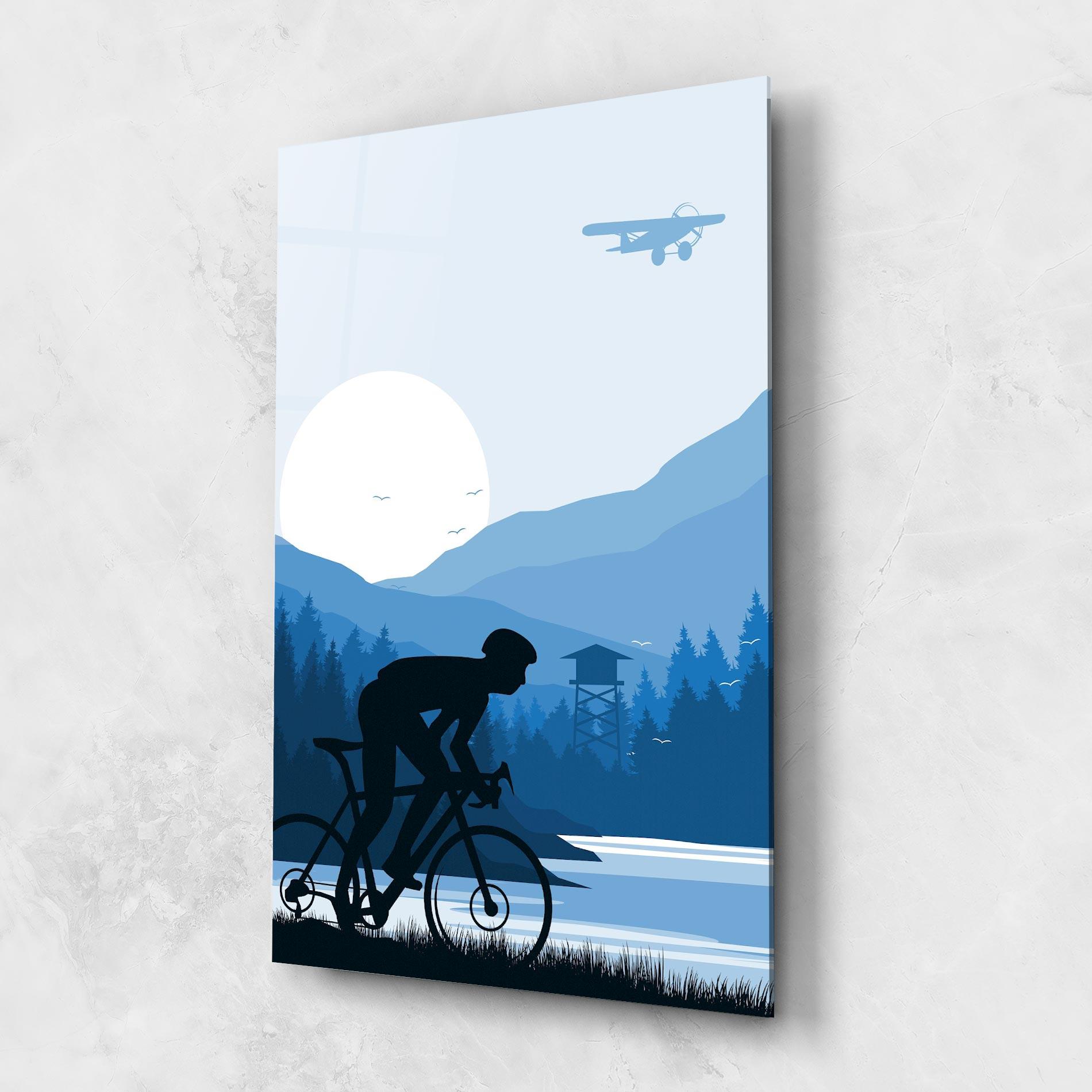 Стъклена картина Blue Light Bike mockup 1