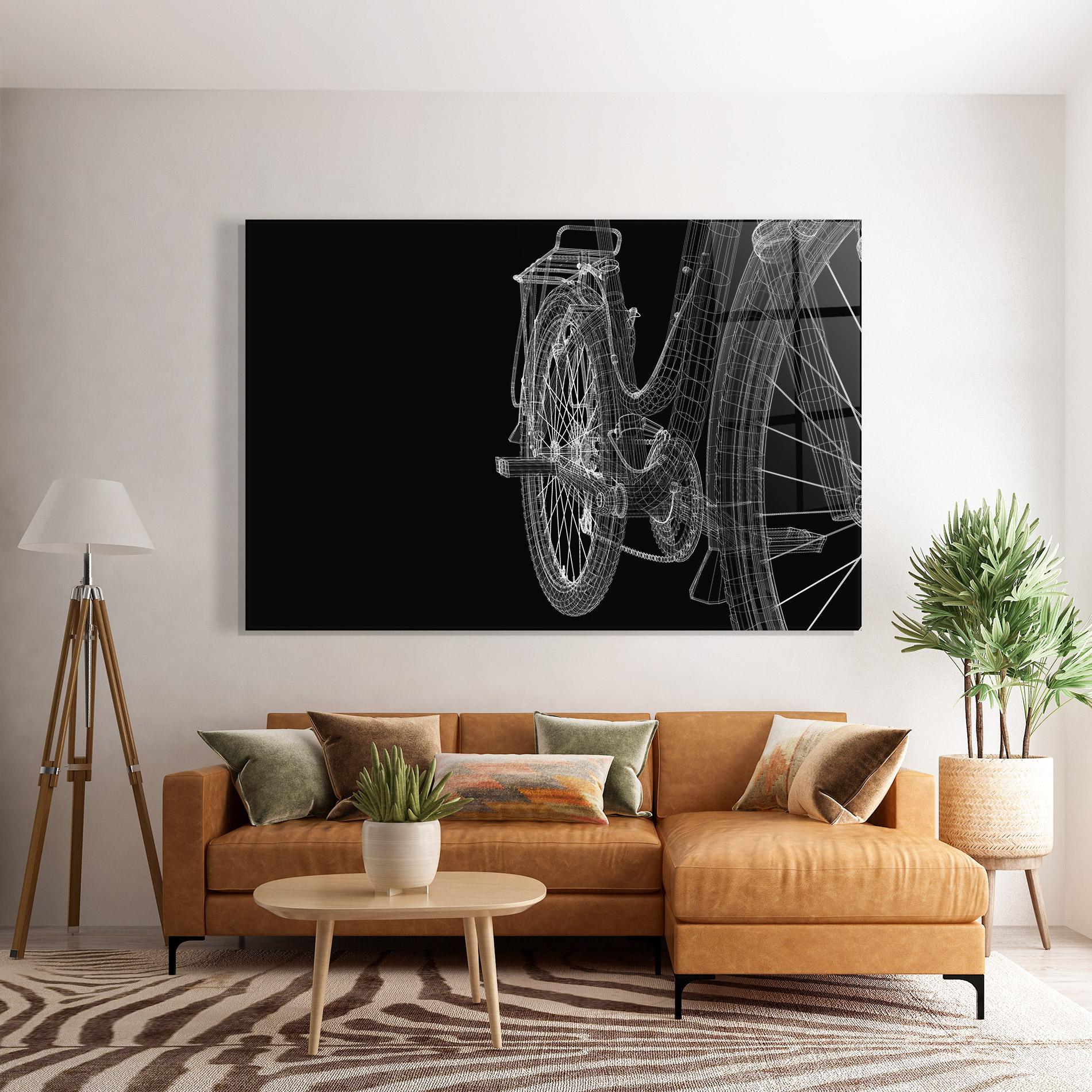 Стъклена картина Bike Wire Model 3d mockup 7