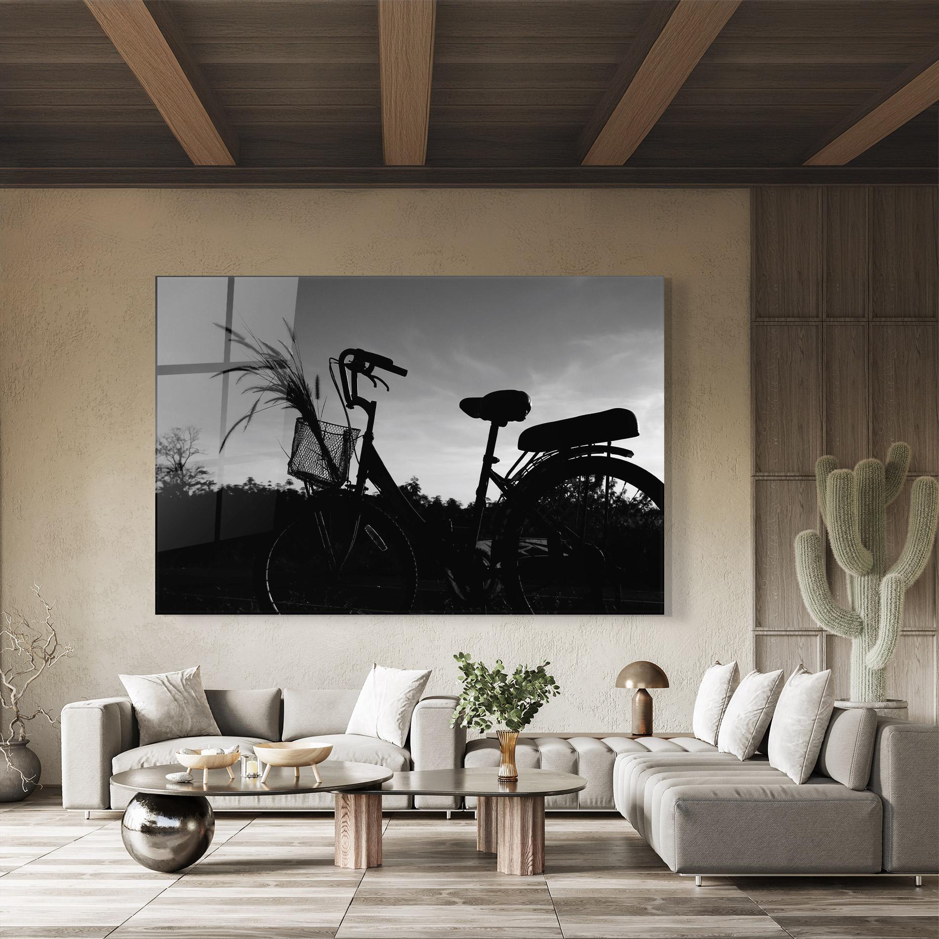 Стъклена картина Black Bike Shilouette mockup 8