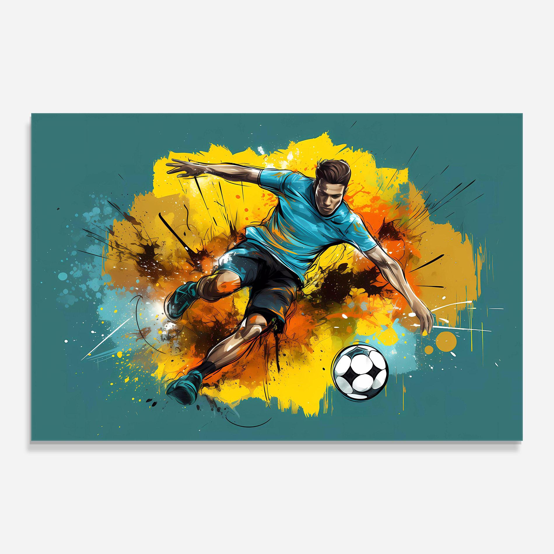 Стъклена картина Football Player Painting mockup 0