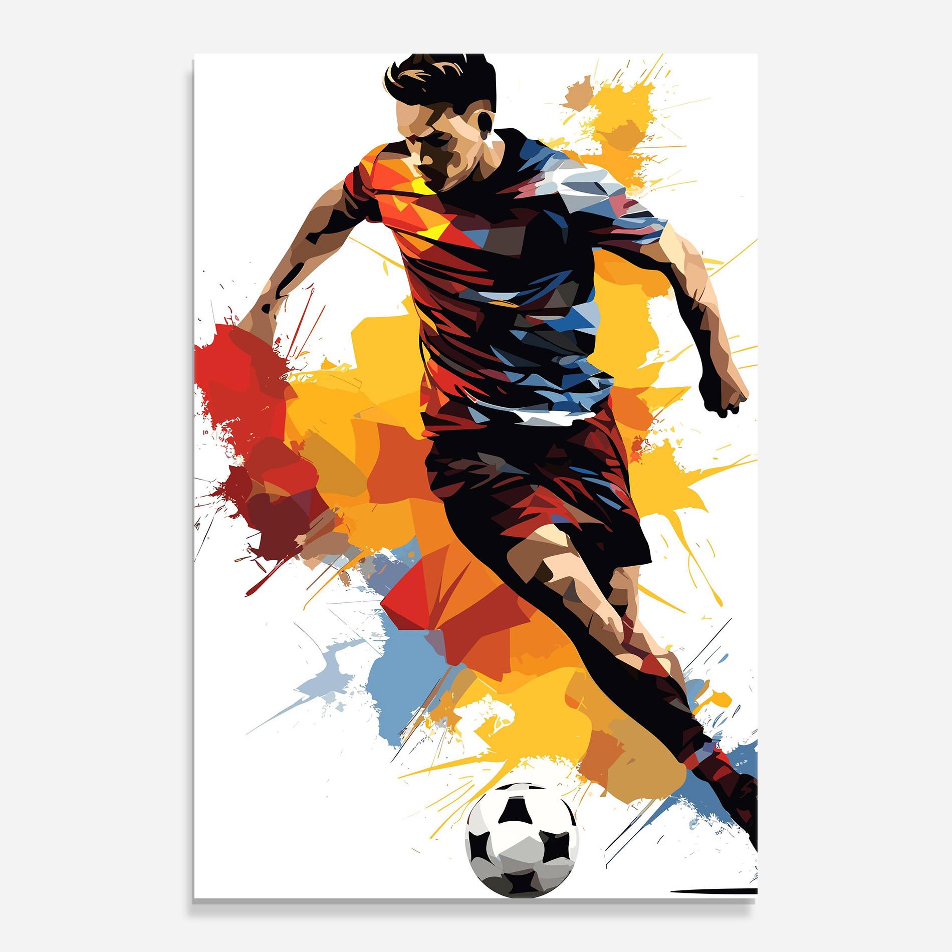 Стъклена картина Yellow Paint Football mockup 0