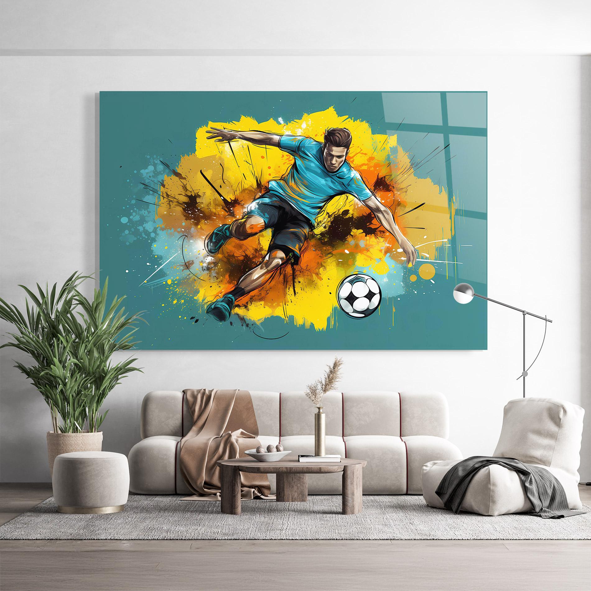 Стъклена картина Football Player Painting mockup 9
