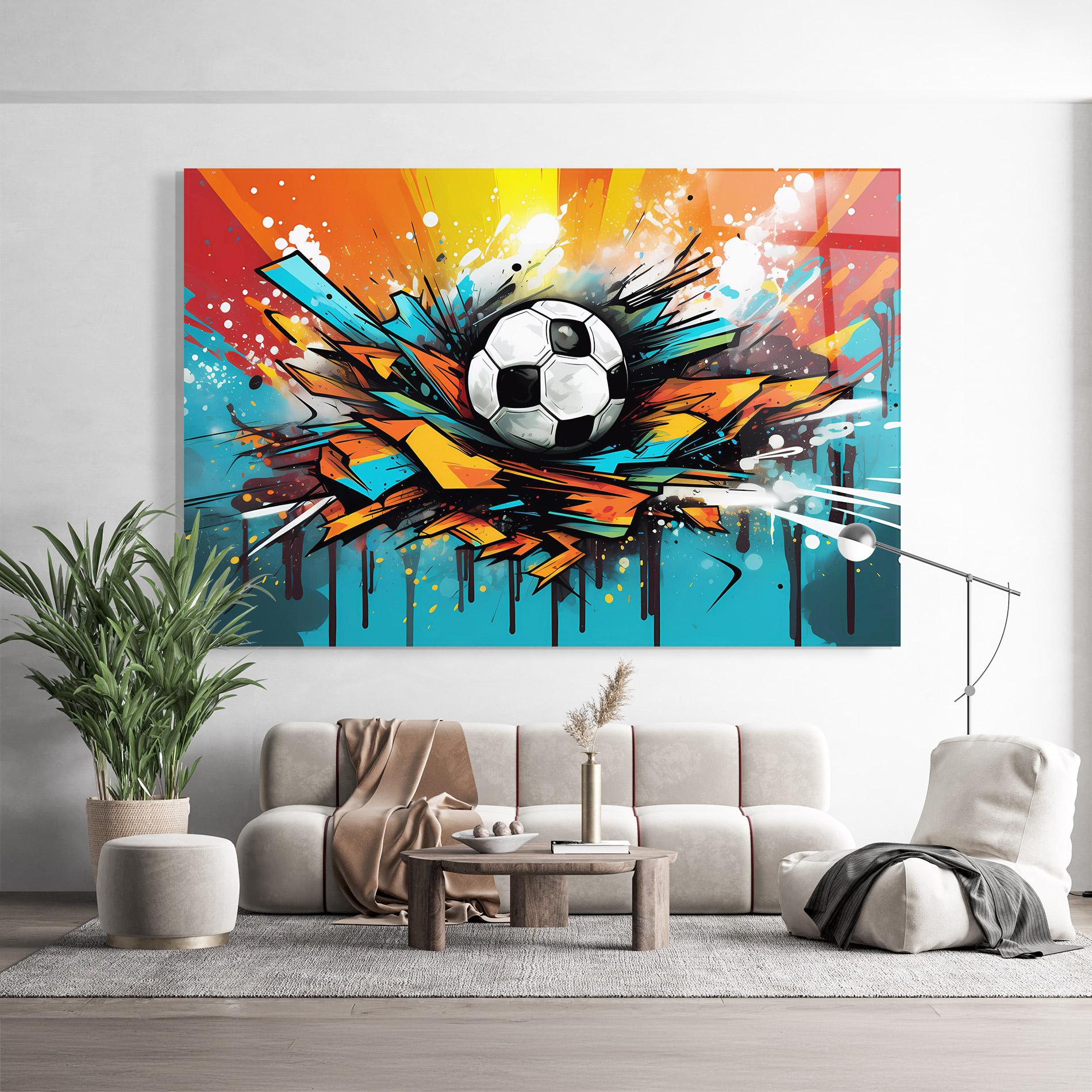 Стъклена картина Graffiti Style Football mockup 9