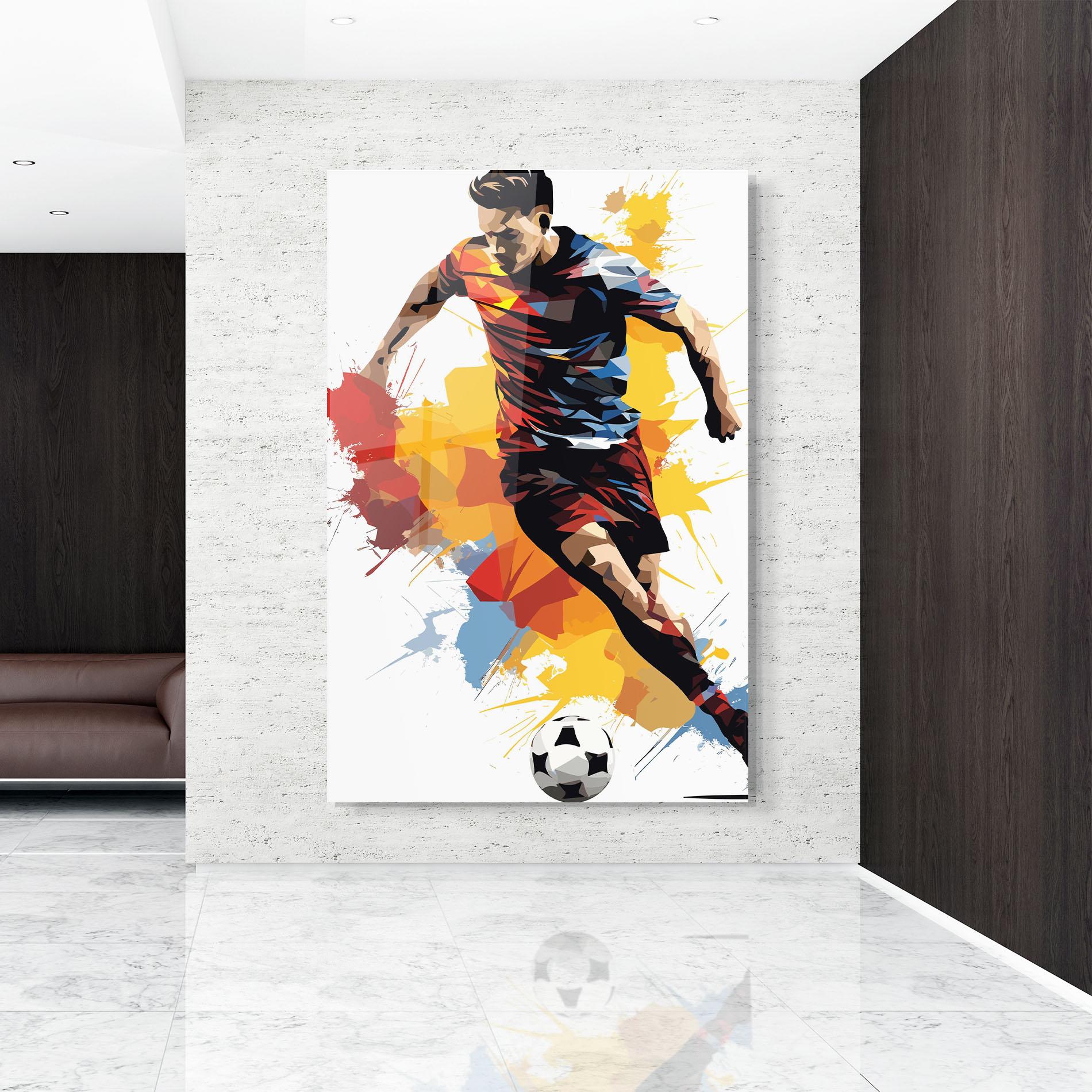 Стъклена картина Yellow Paint Football mockup 9