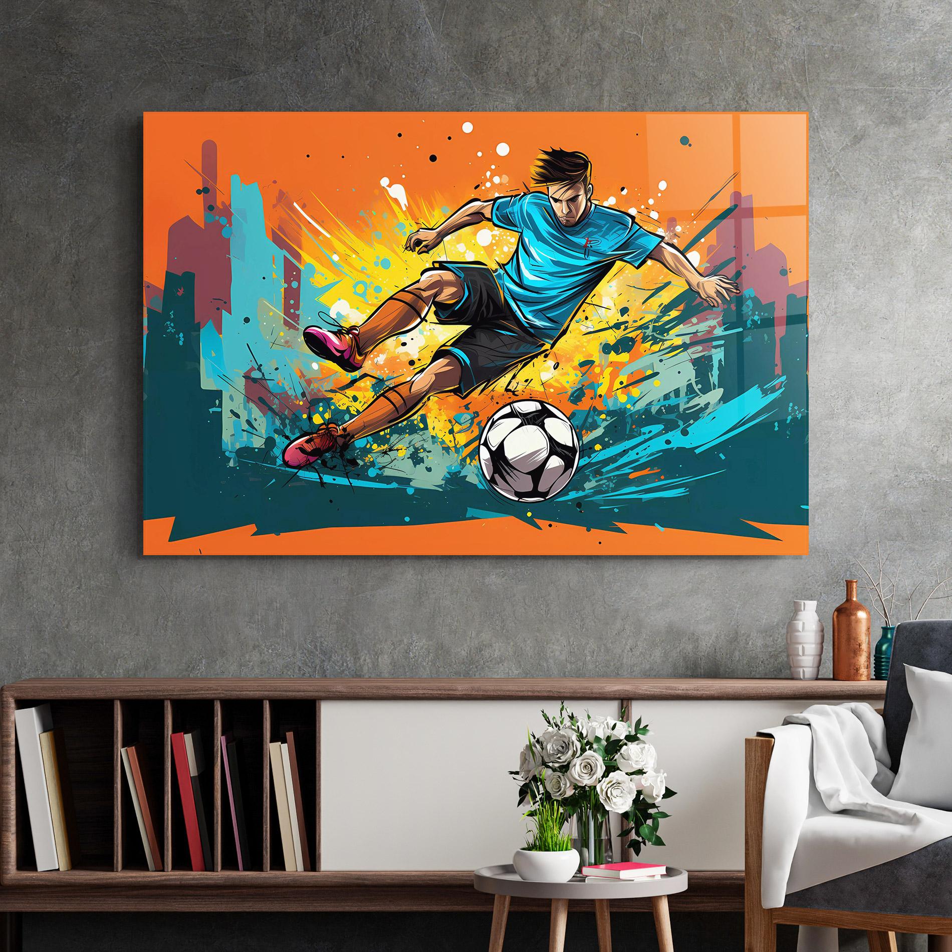 Стъклена картина Blue Tshirt Football mockup 2