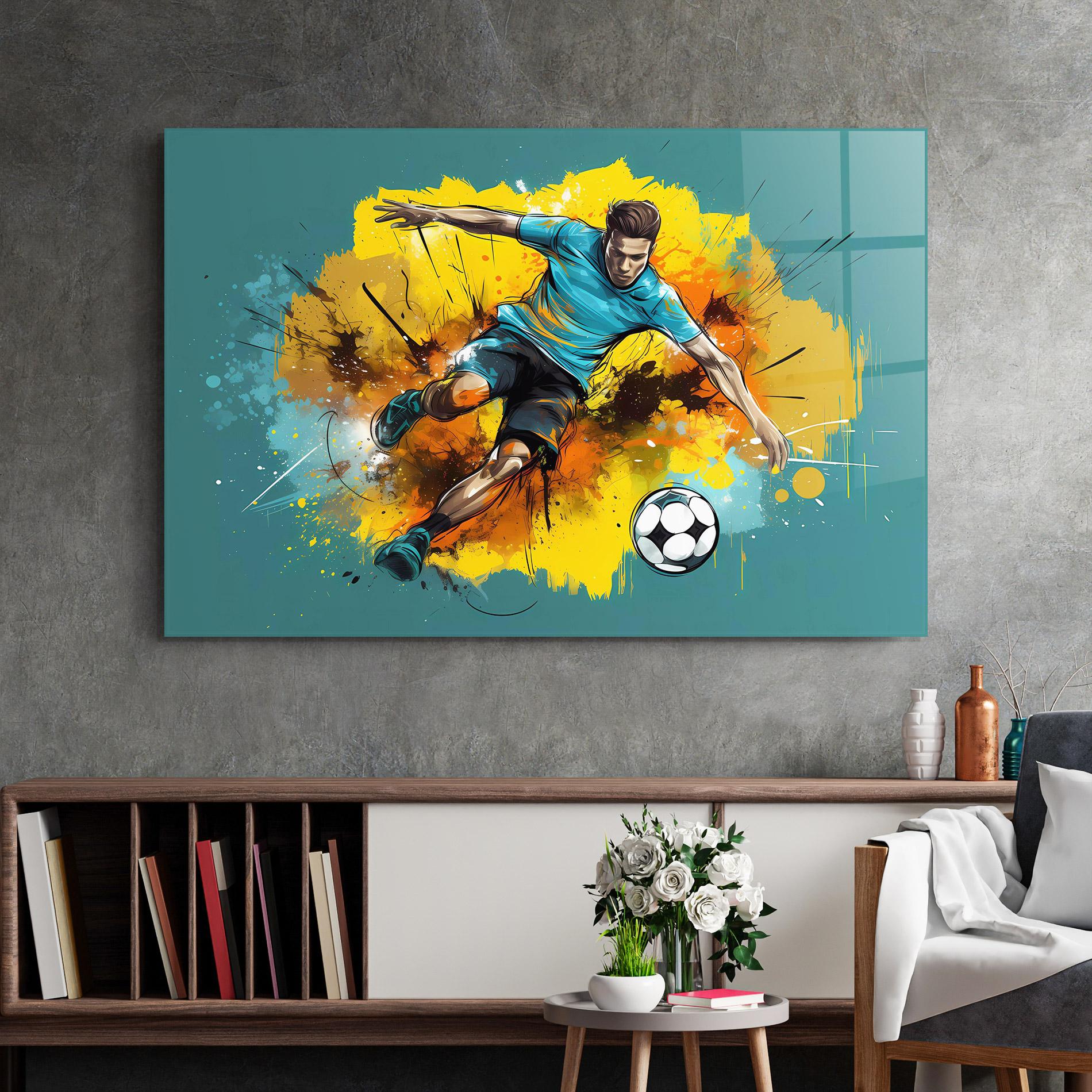 Стъклена картина Football Player Painting mockup 2