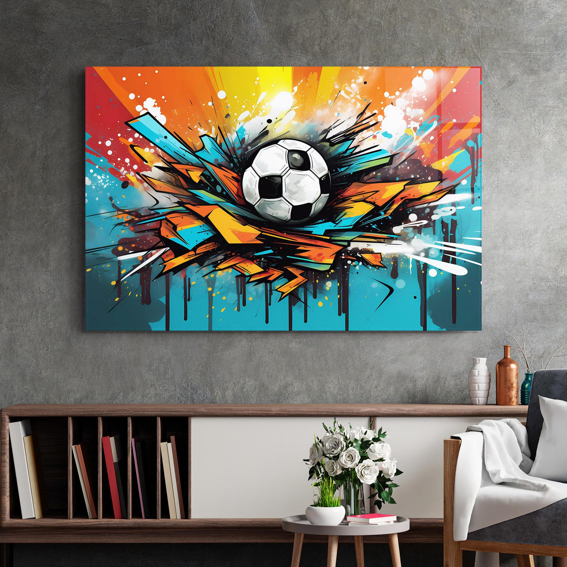 Стъклена картина Graffiti Style Football mockup 2