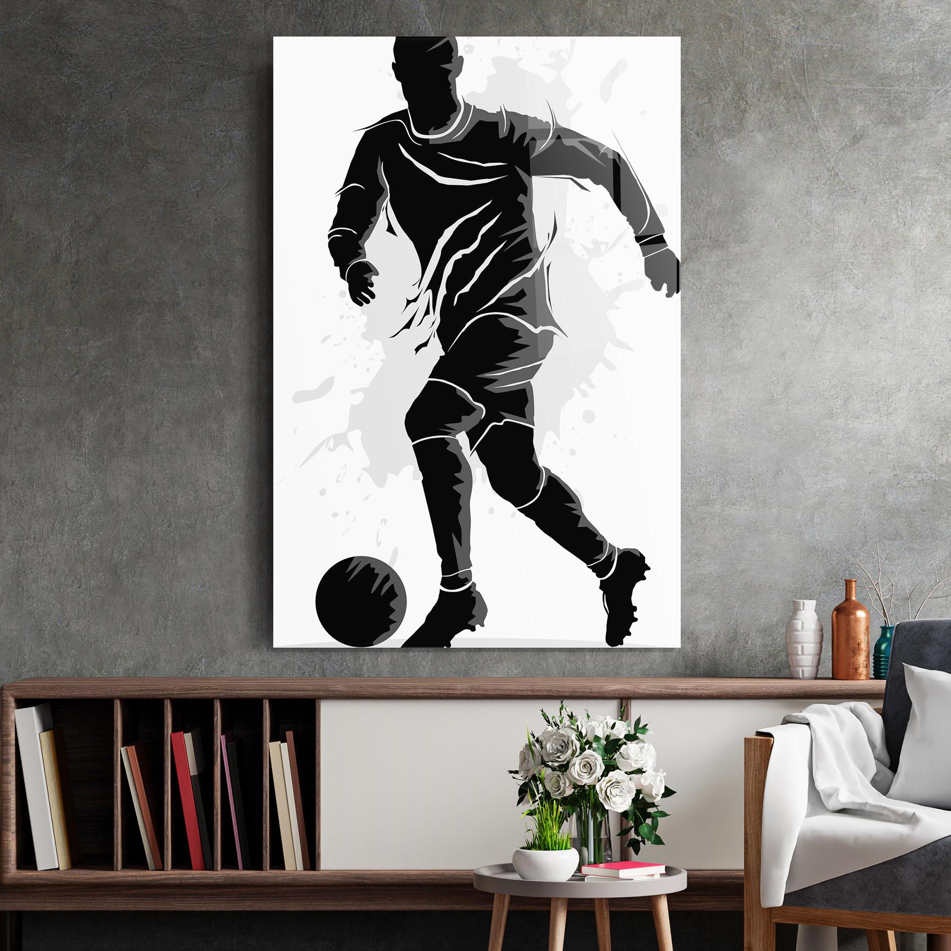 Стъклена картина Football Shadow mockup 2