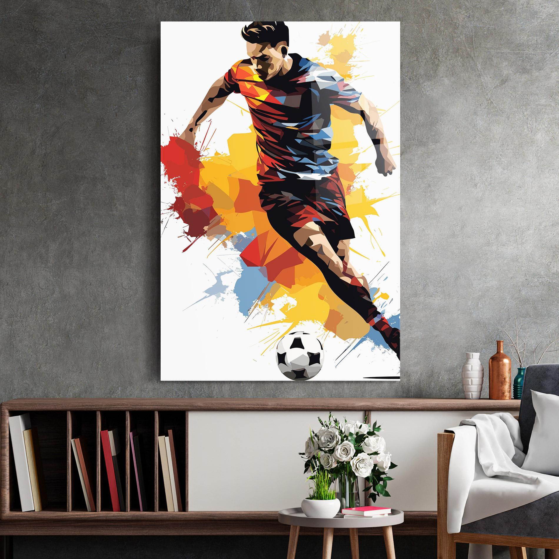 Стъклена картина Yellow Paint Football mockup 2