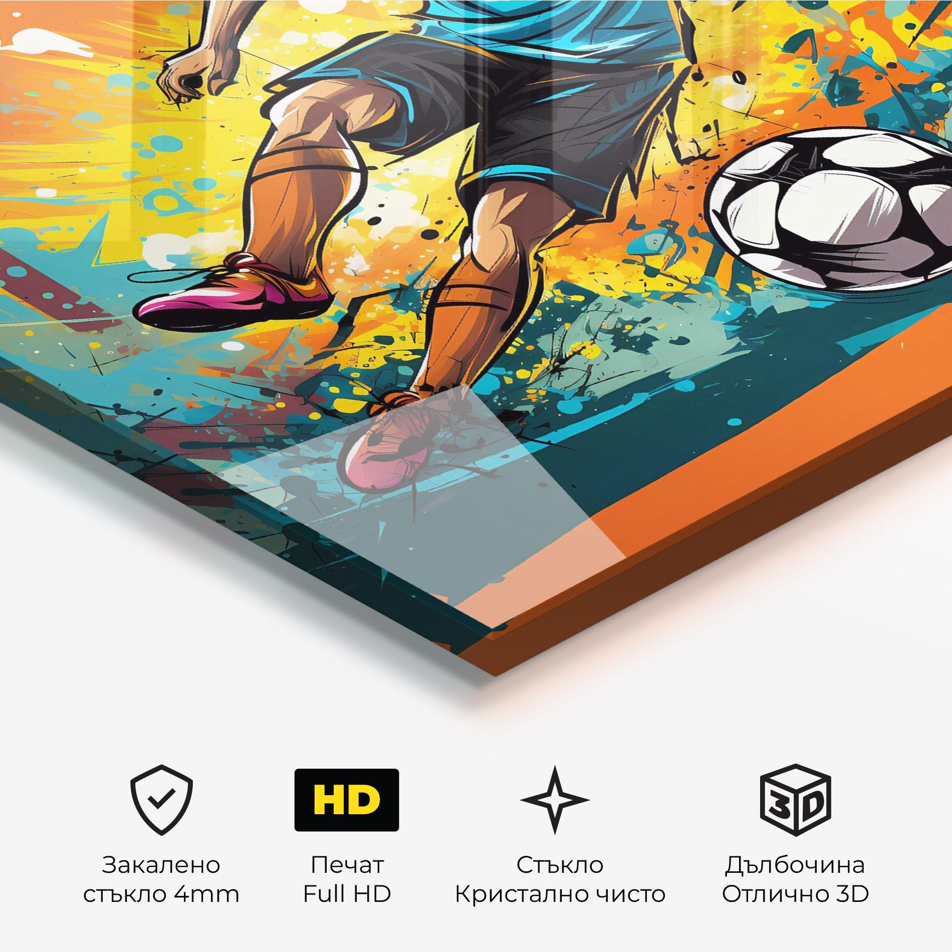 Стъклена картина Blue Tshirt Football mockup 3