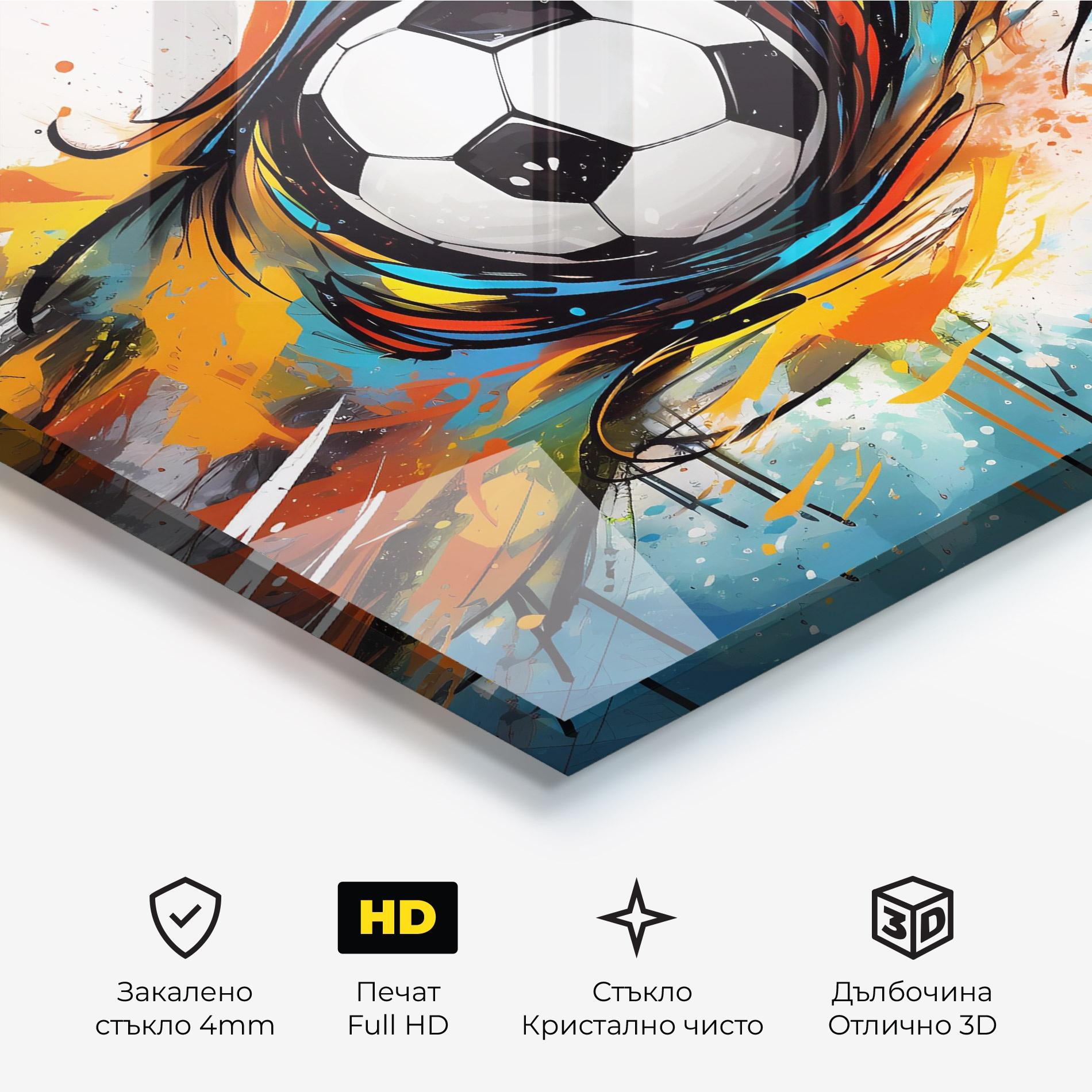 Стъклена картина Football Flight Graffiti mockup 3