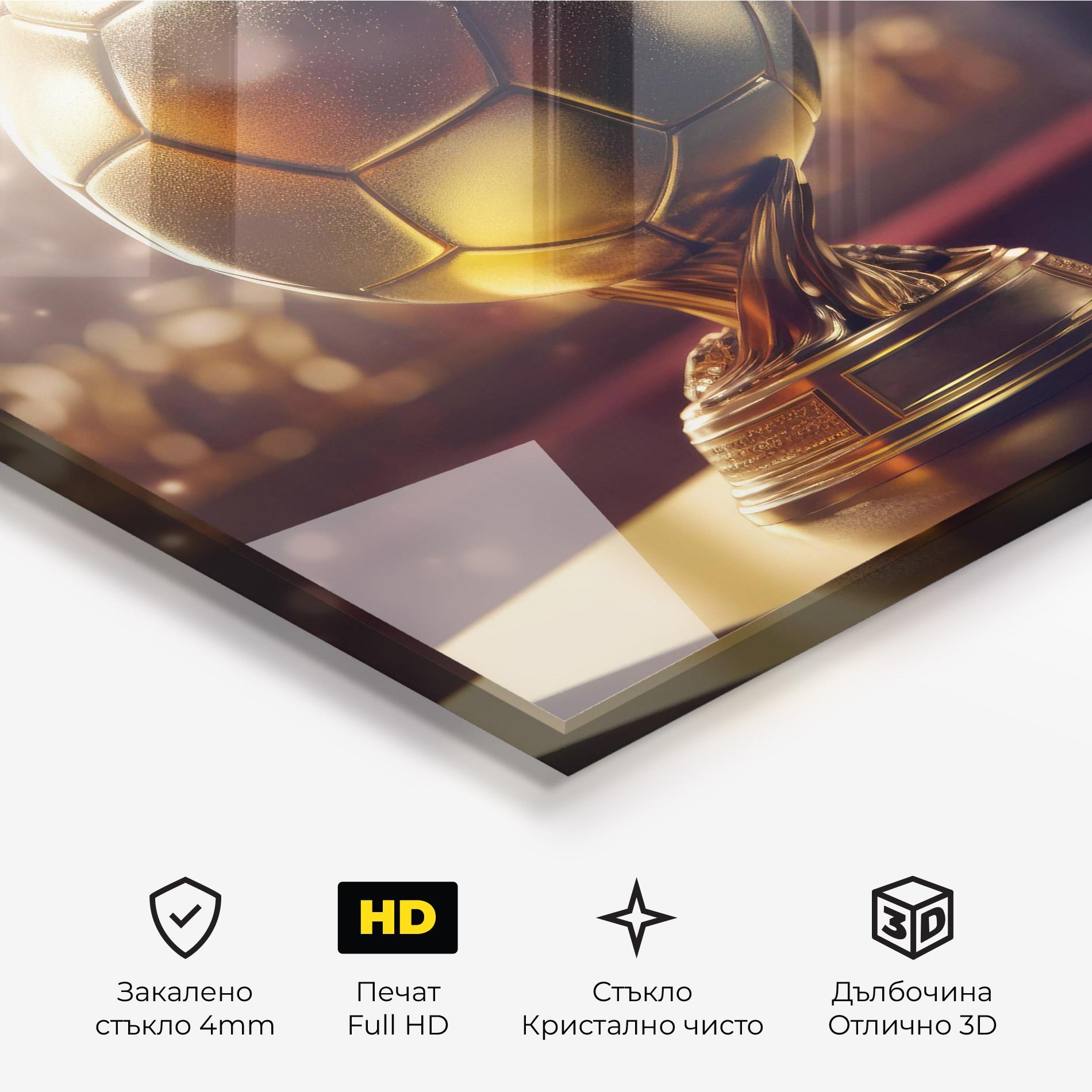 Стъклена картина Gold Football Award mockup 3
